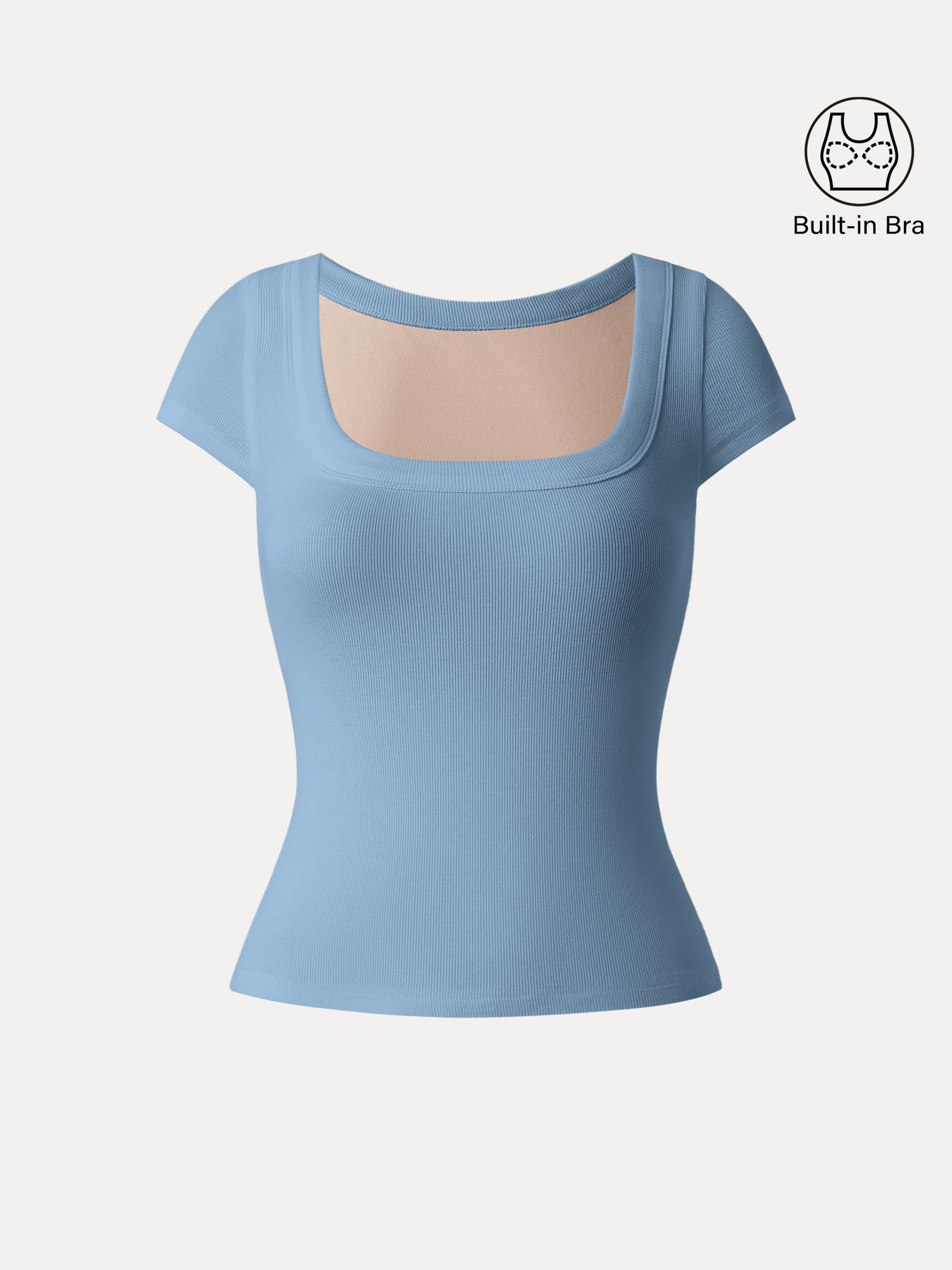 Stretch Cotton Square Neck Cap Sleeve Brami