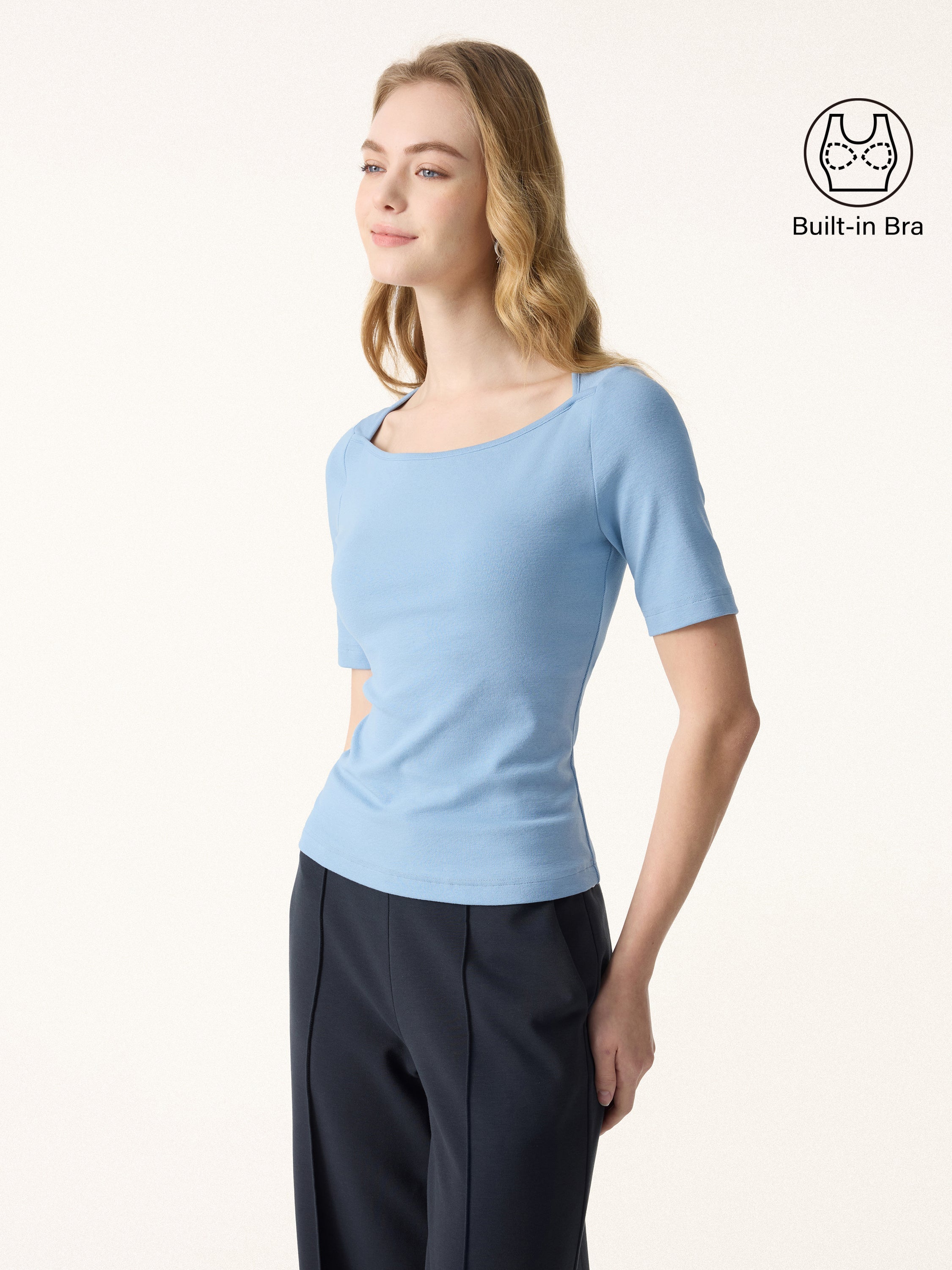 Cotton Lyocell Scoop Neck Short Sleeve Brami
