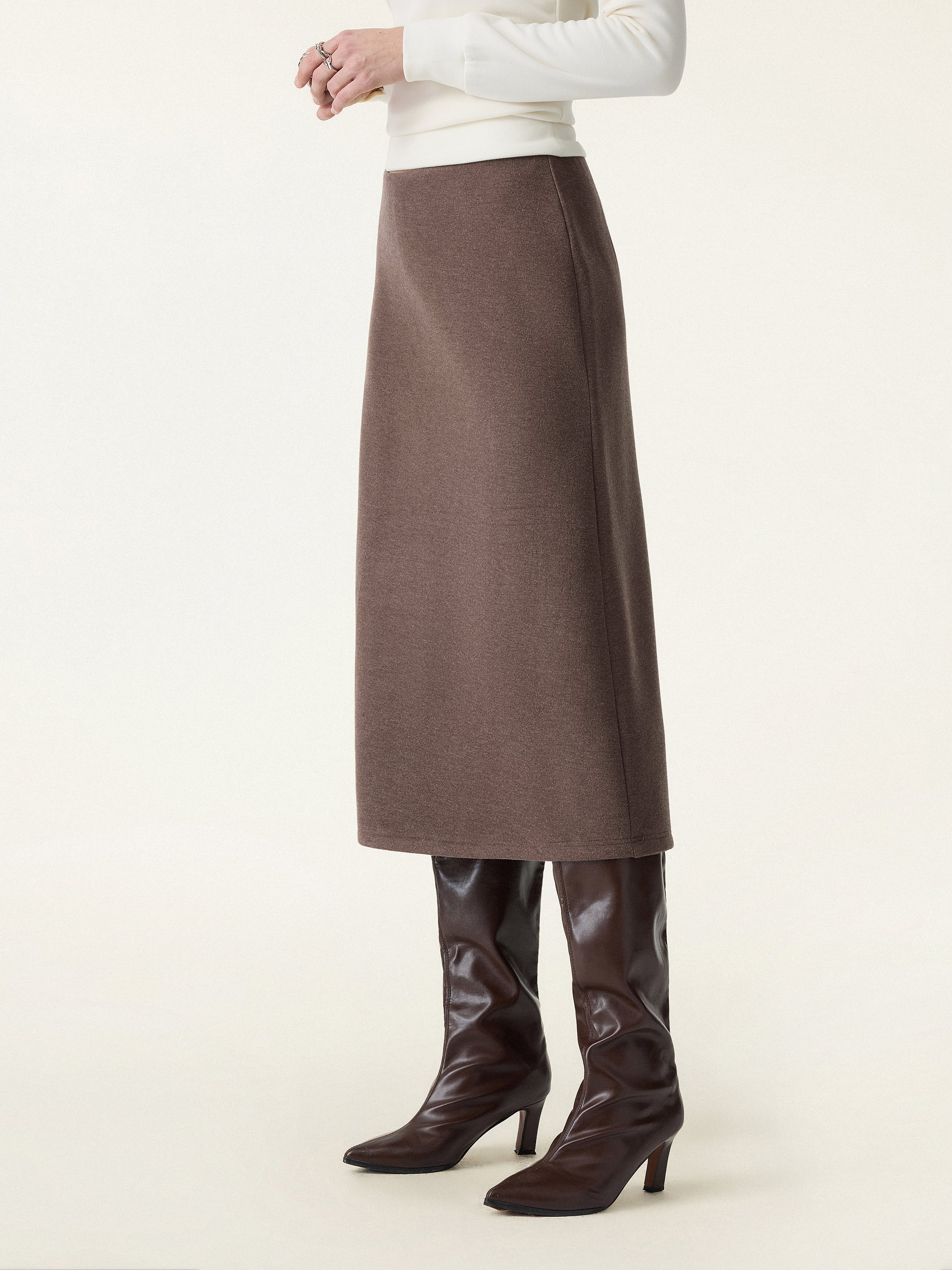 Slimming A-line Pull-on Midi Skirt