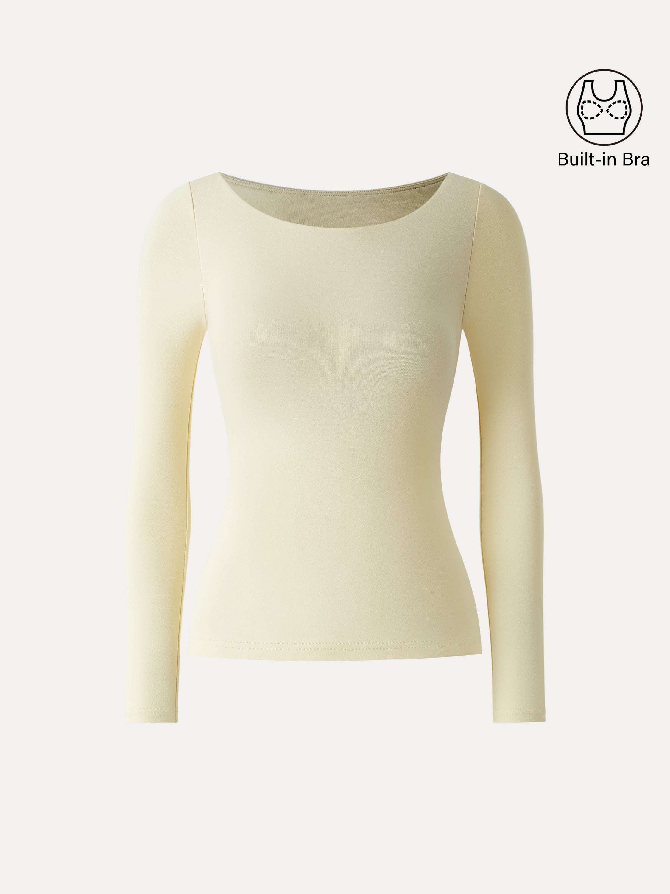 Cotton Lyocell High Scoop Neck Long Sleeve Brami