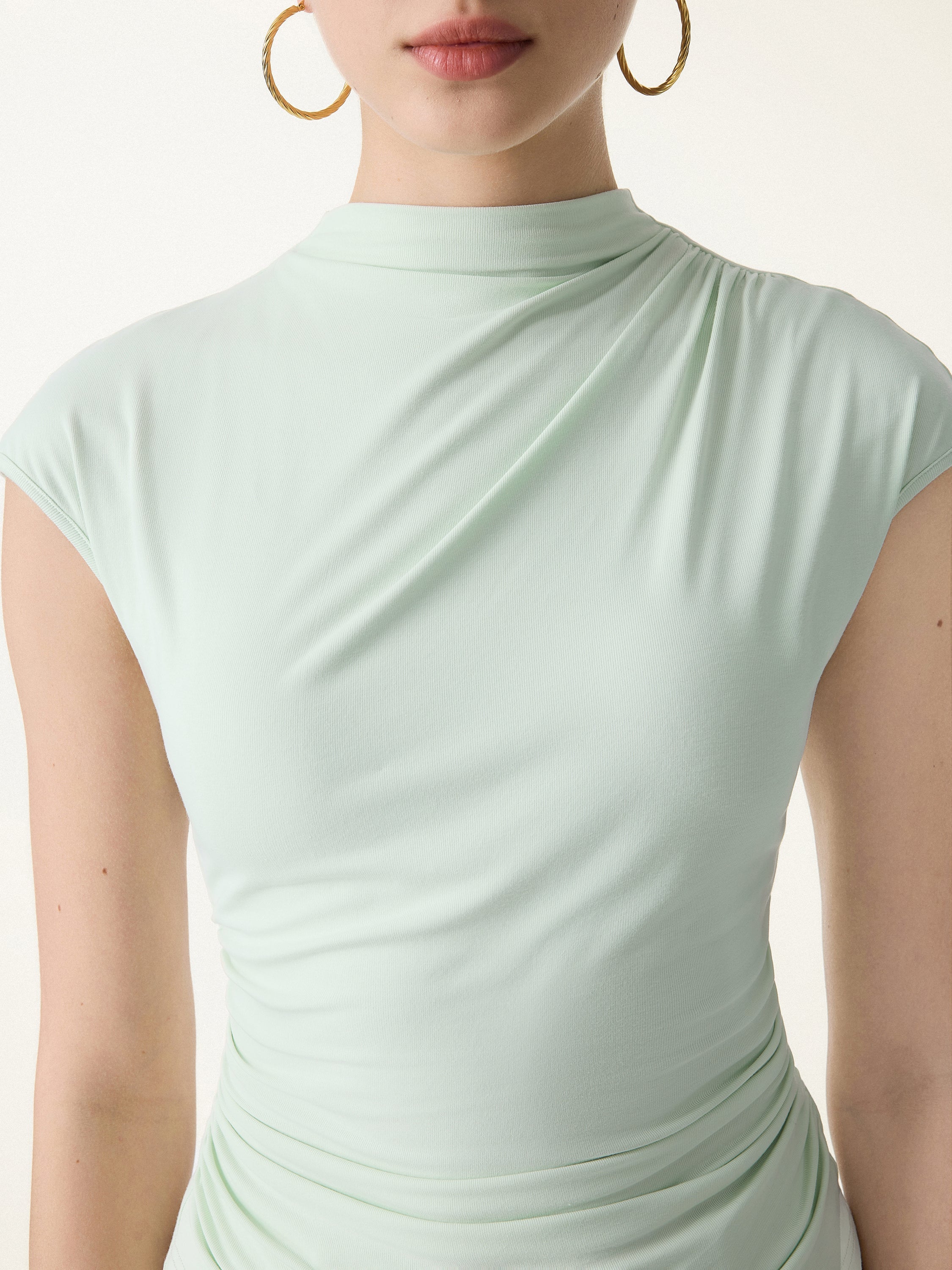 SkinKiss Mockneck Ruched Cropped Brami