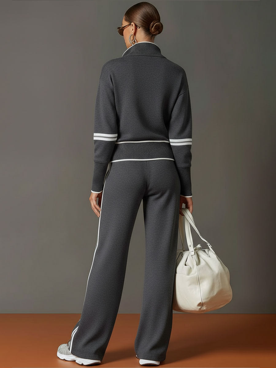 Katie – 2 Piece Track Suit with wide leg bottoms.