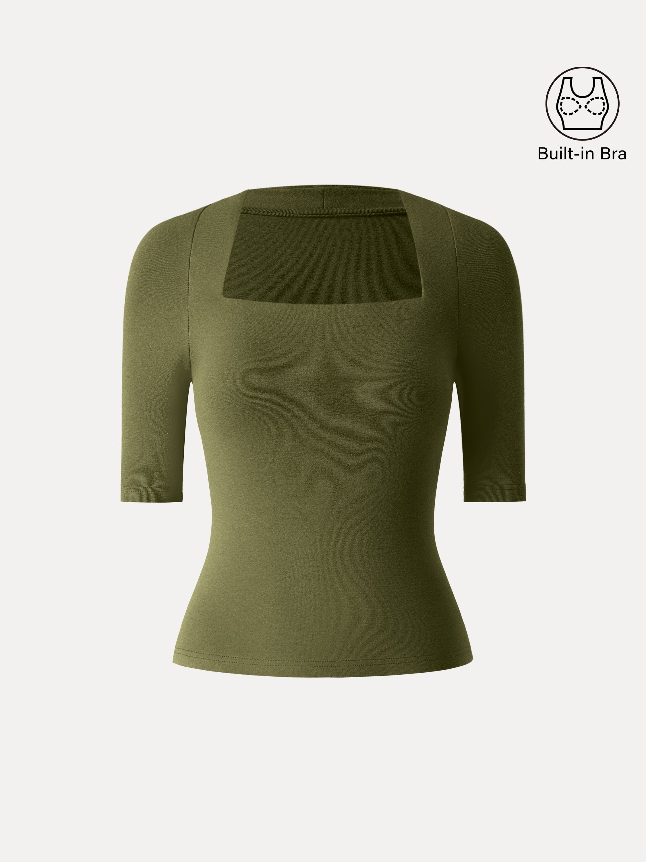 Cotton Lyocell Trapeze Neck Elbow Sleeve Brami