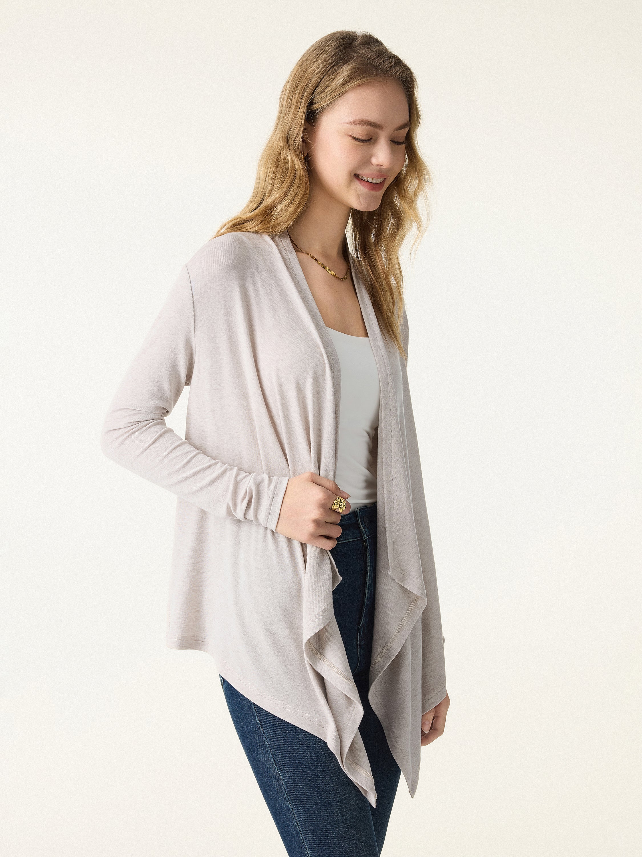 Soft Lyocell Wool Fluid Drape Cardigan