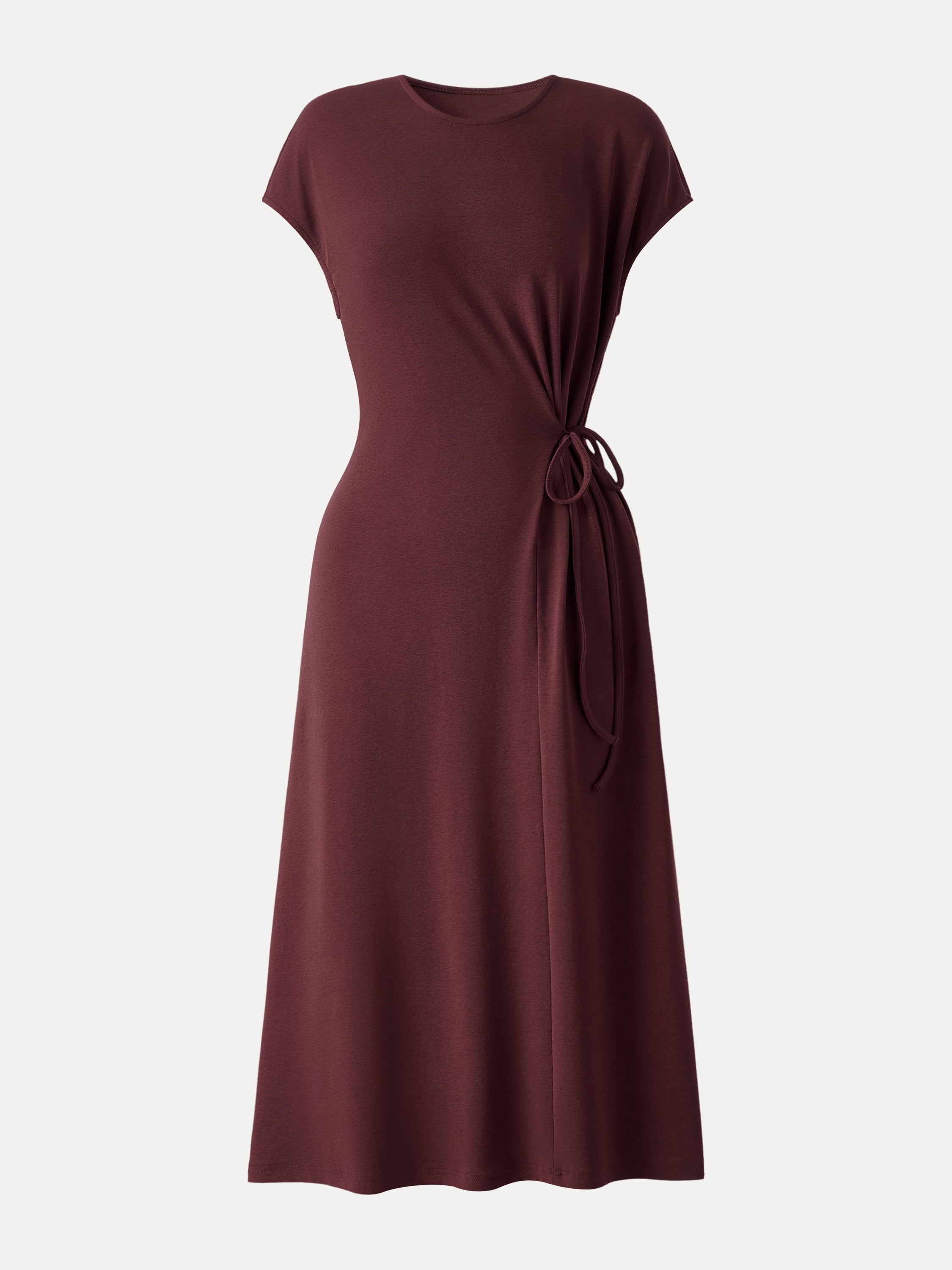 Cotton Lyocell Easy Airy Midi Dress with Self-Tie