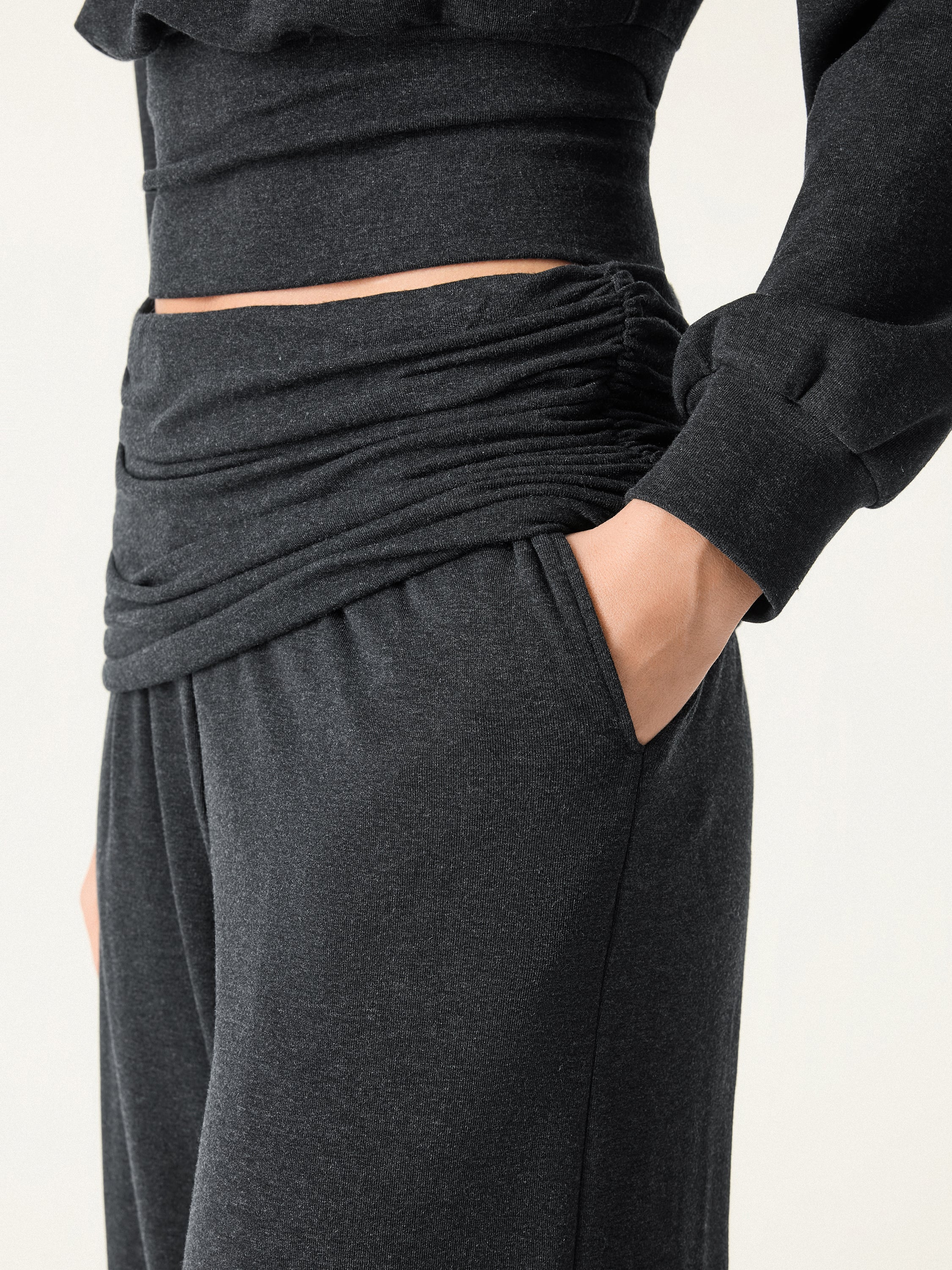 Non-Itchy Wool Blend Drapey Wide Leg Pull-on Pants with Pockets