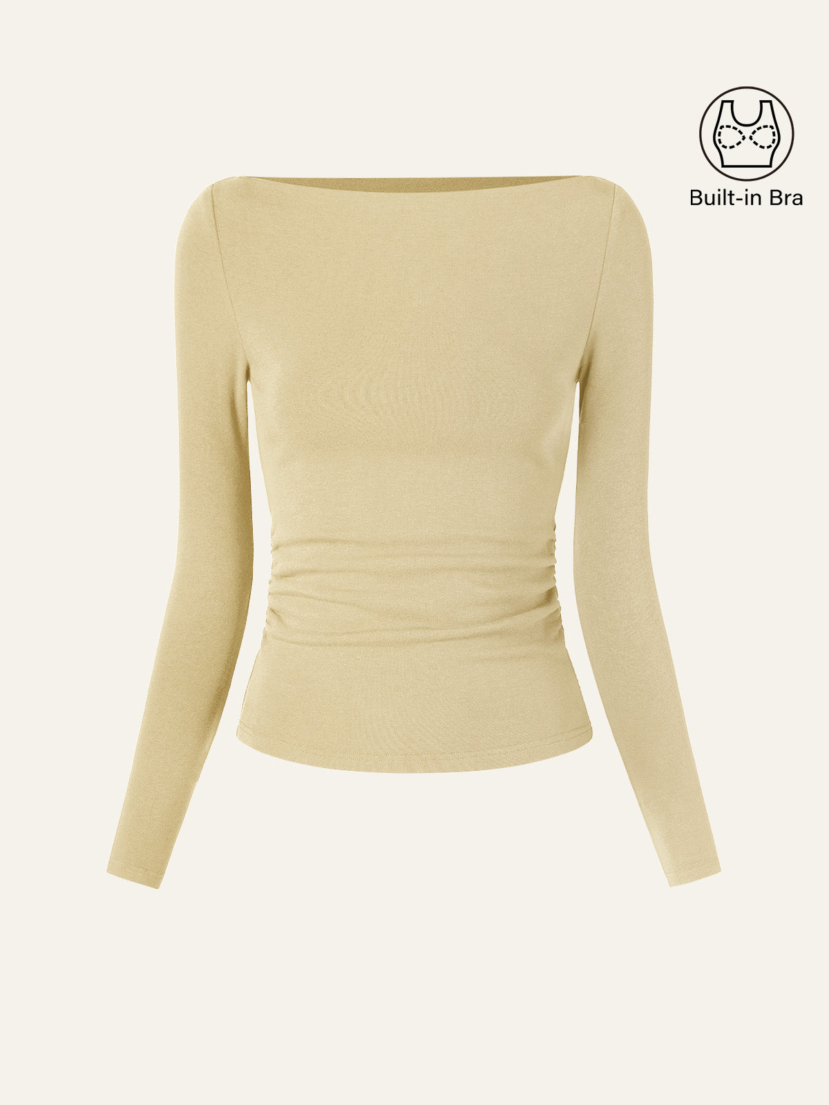 Modern Side Ruched Boatneck Brami Top