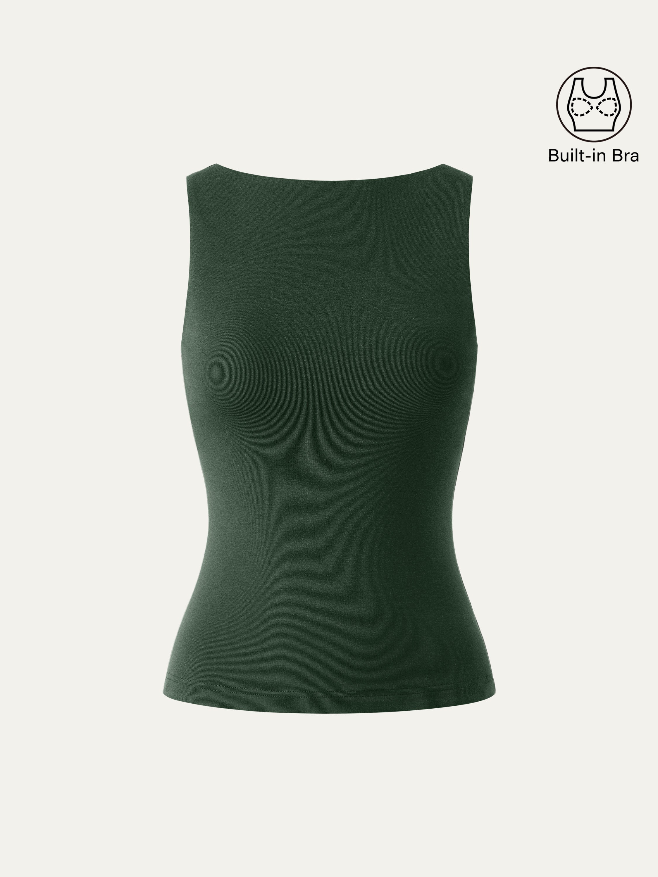 Stretch Cotton Boatneck Brami Tank
