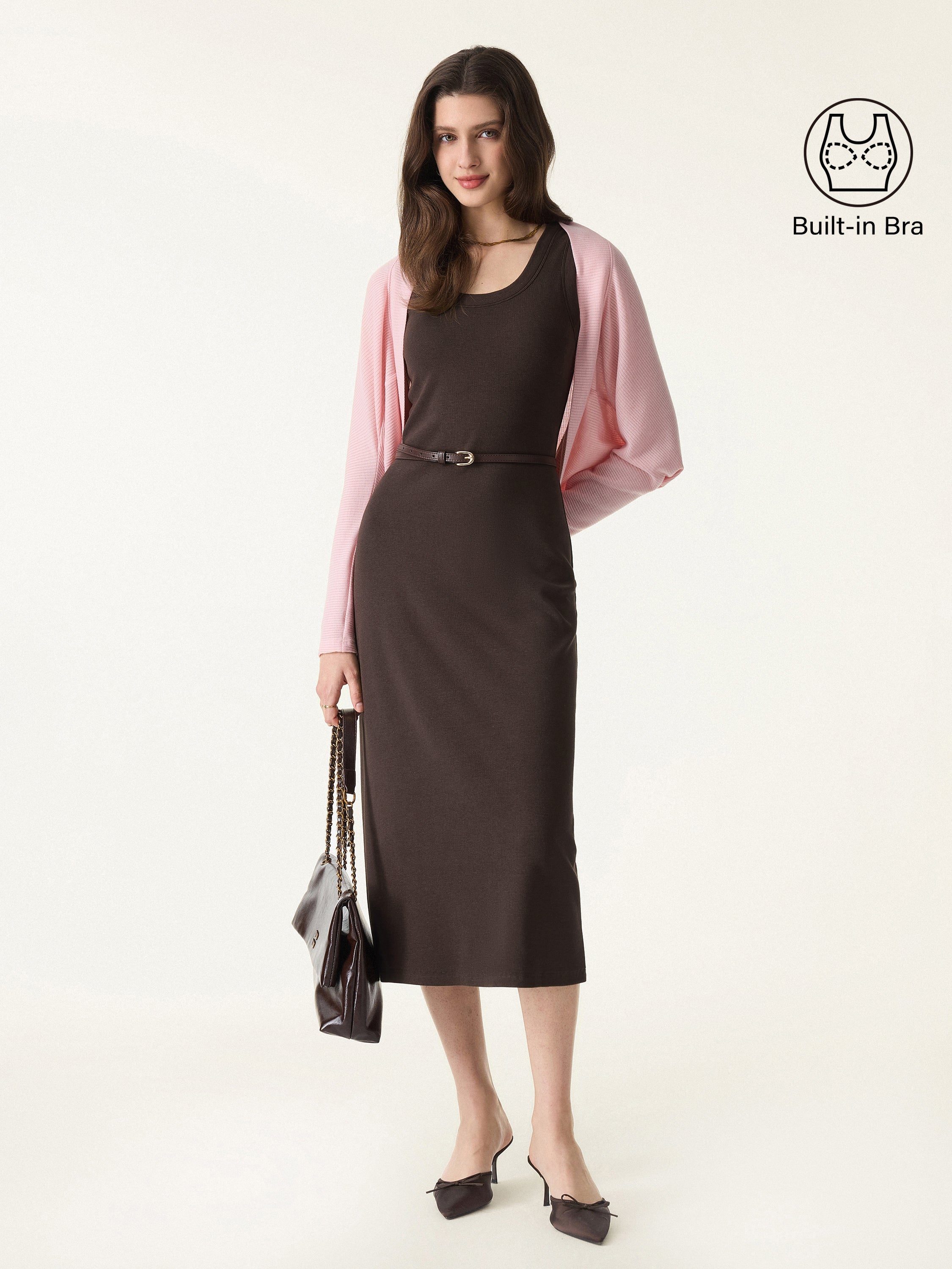 Cotton Viscose U-Neck Midi Brami Dress