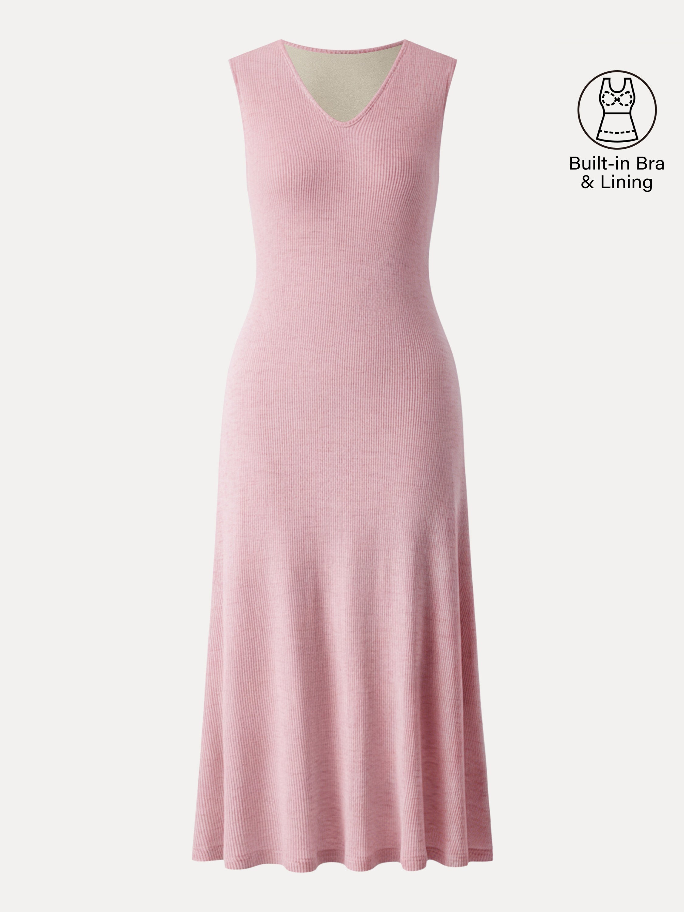 Soft Drape V-Neck Flared Midi Brami Dress