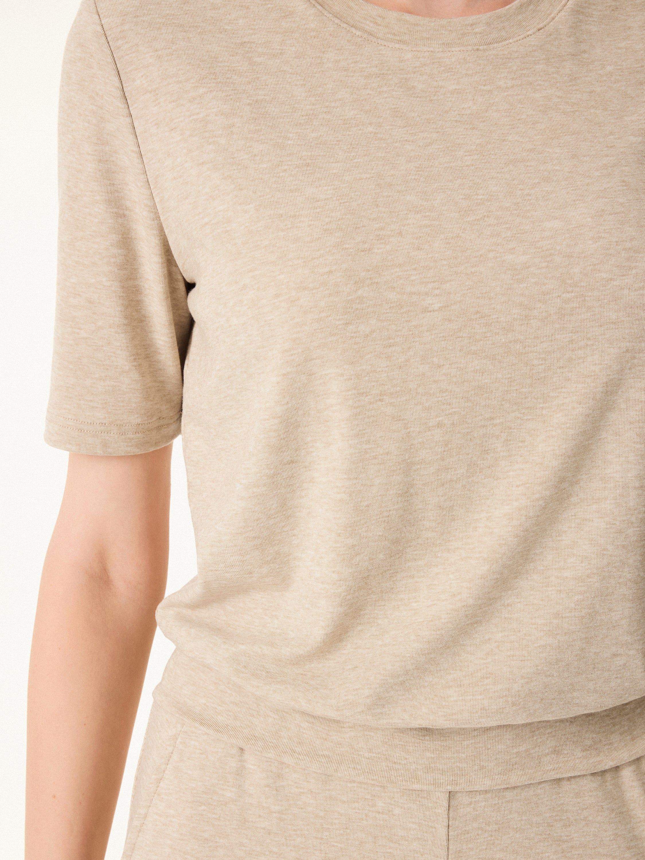 Lyocell Wool Crewneck Brami with Banded Hem