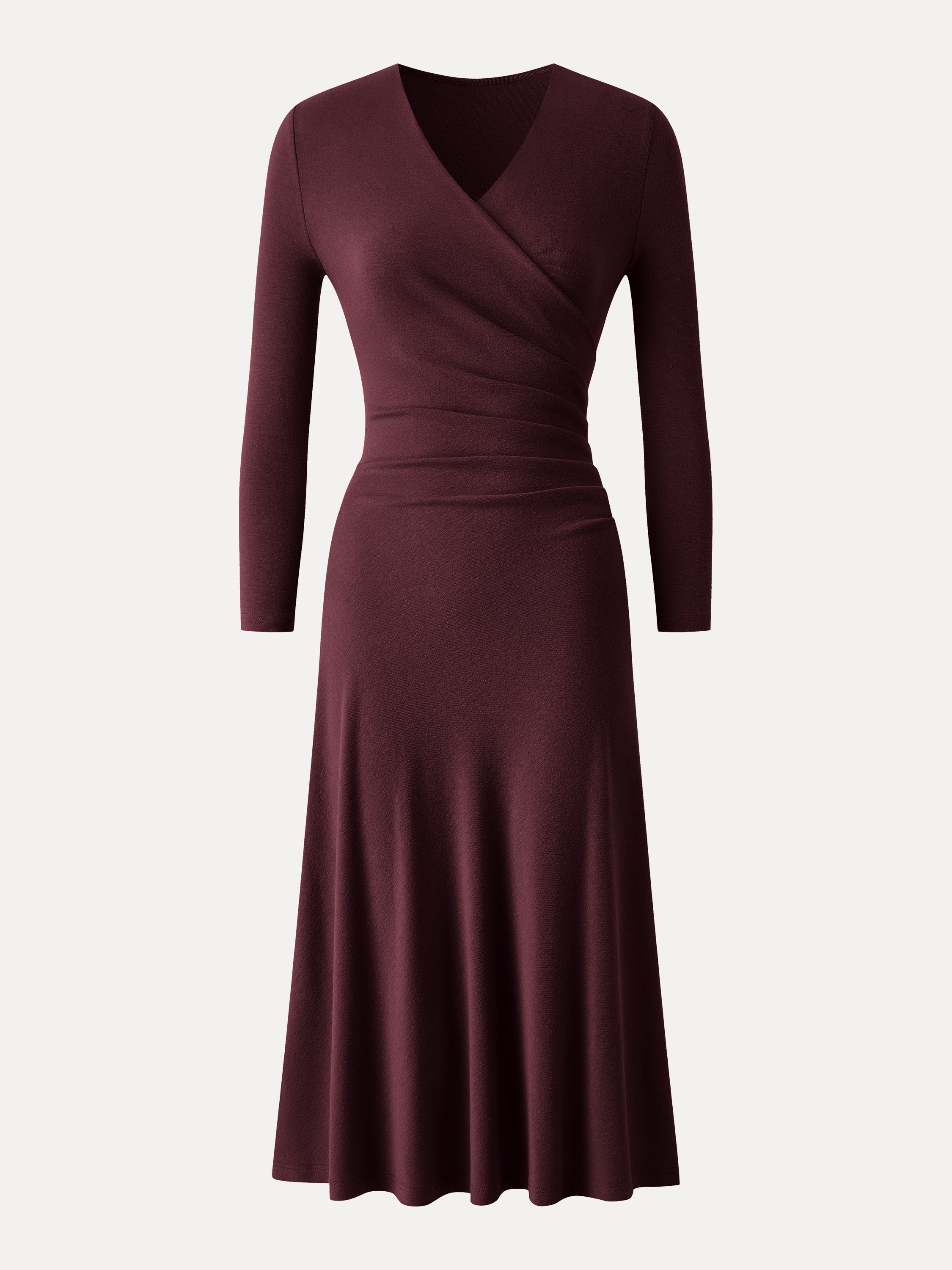 Slimming Surplice 3/4 Sleeve Midi Dress