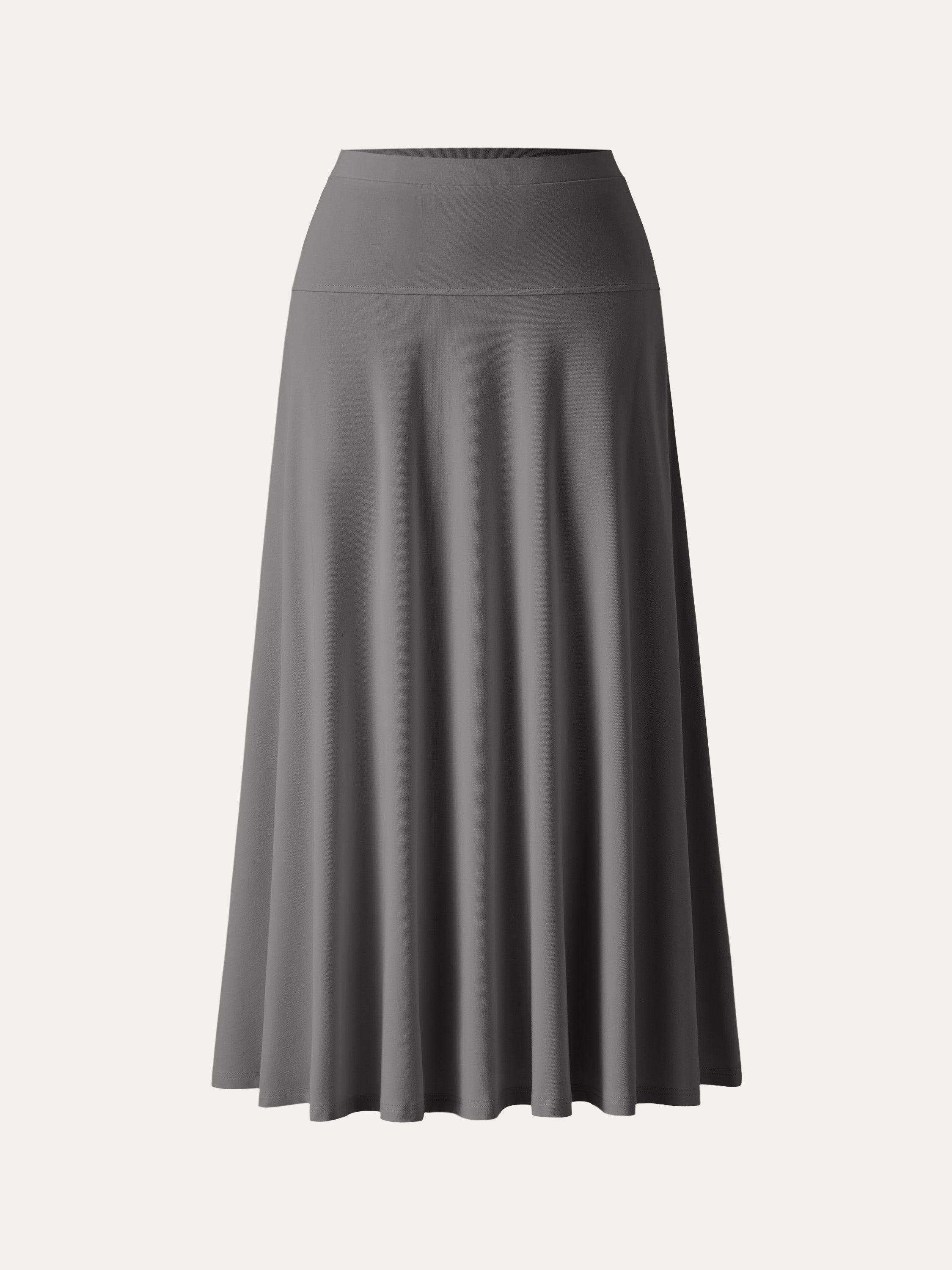 Mid Rise Flare Circle Midi Skirt with Pockets