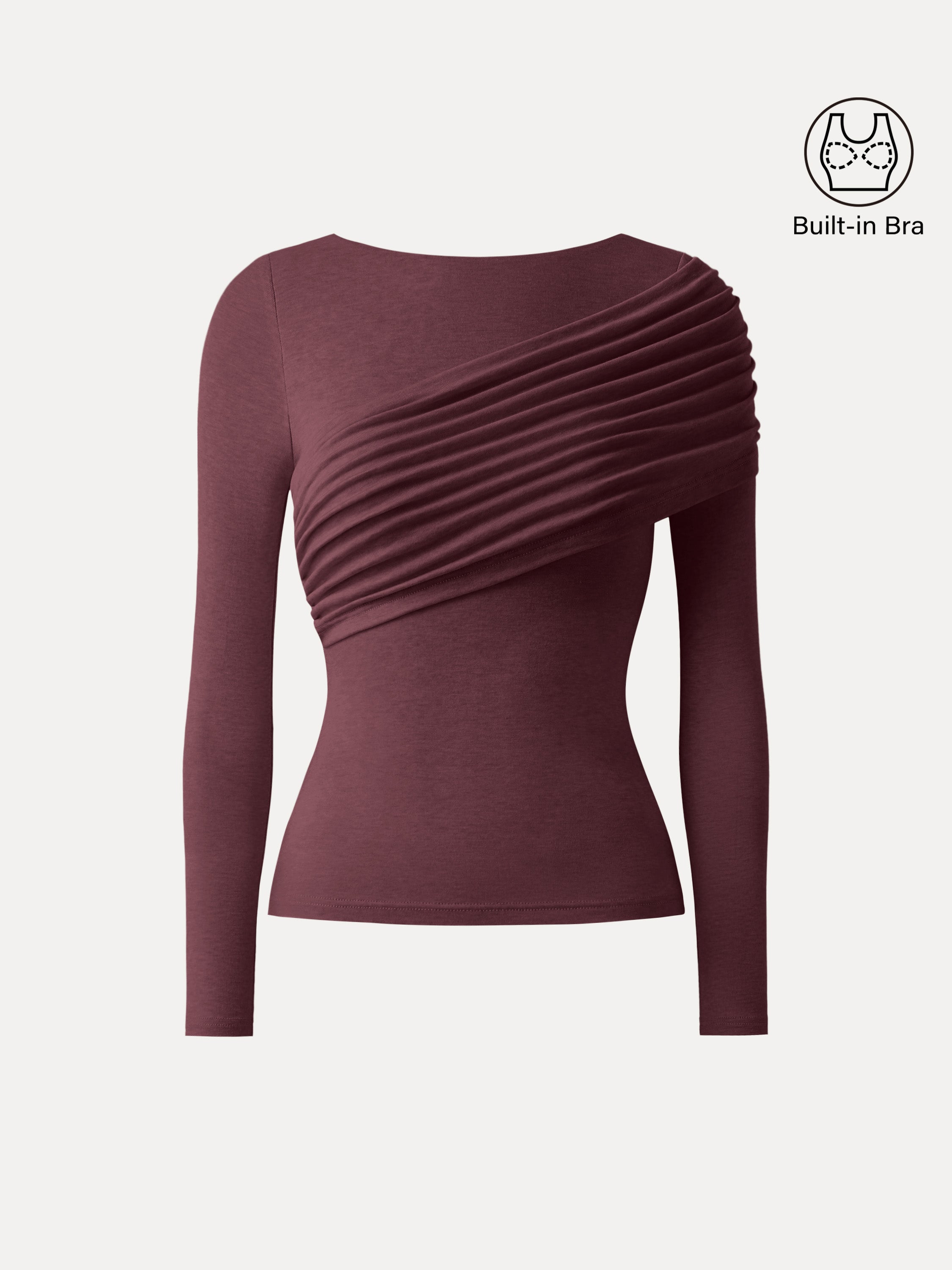 Tencel-Wool Gathered Semi Sheer Long Sleeve Brami Top