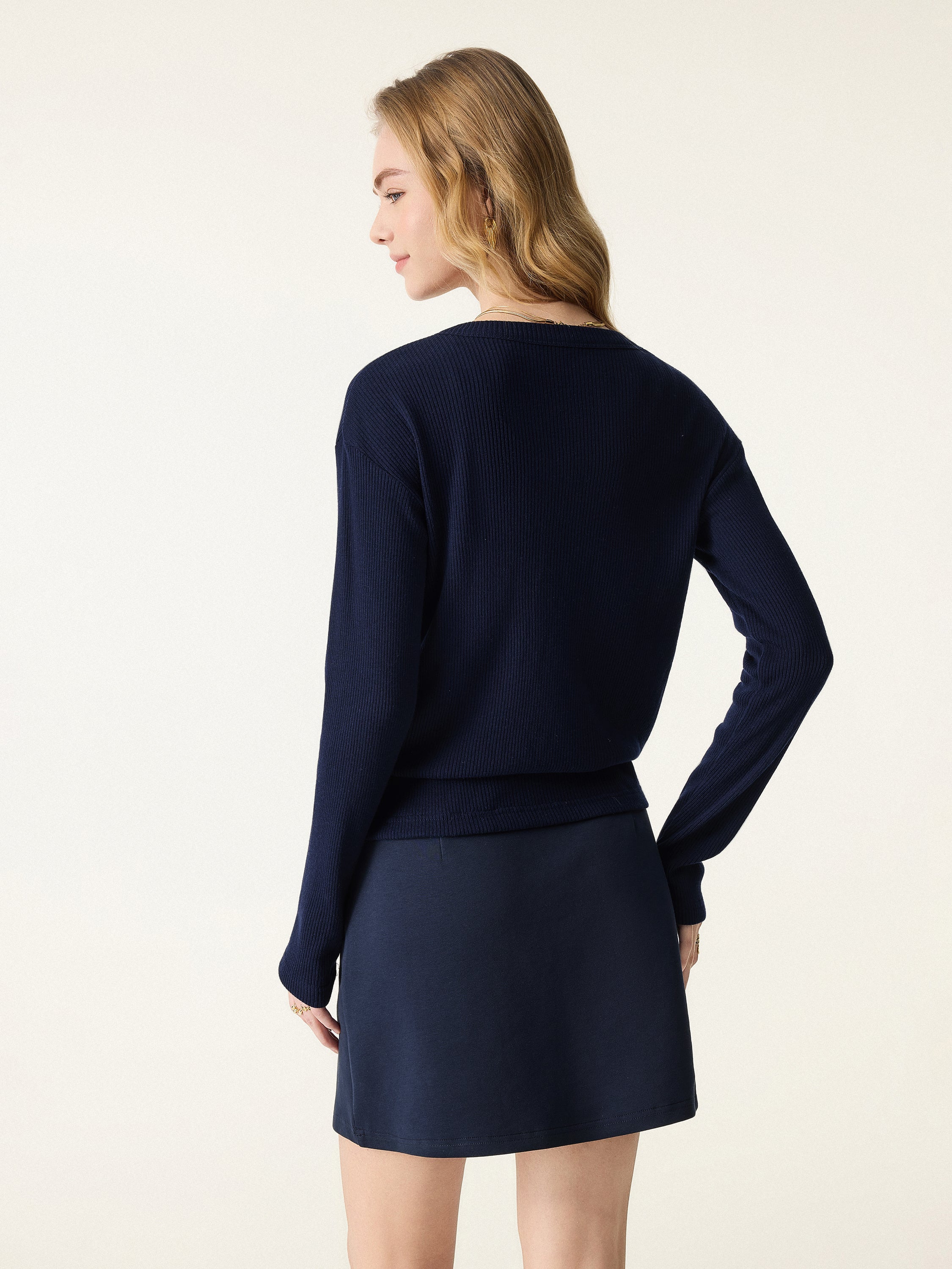 Cozy Rib V-Neck Button-Fronted Cardigan