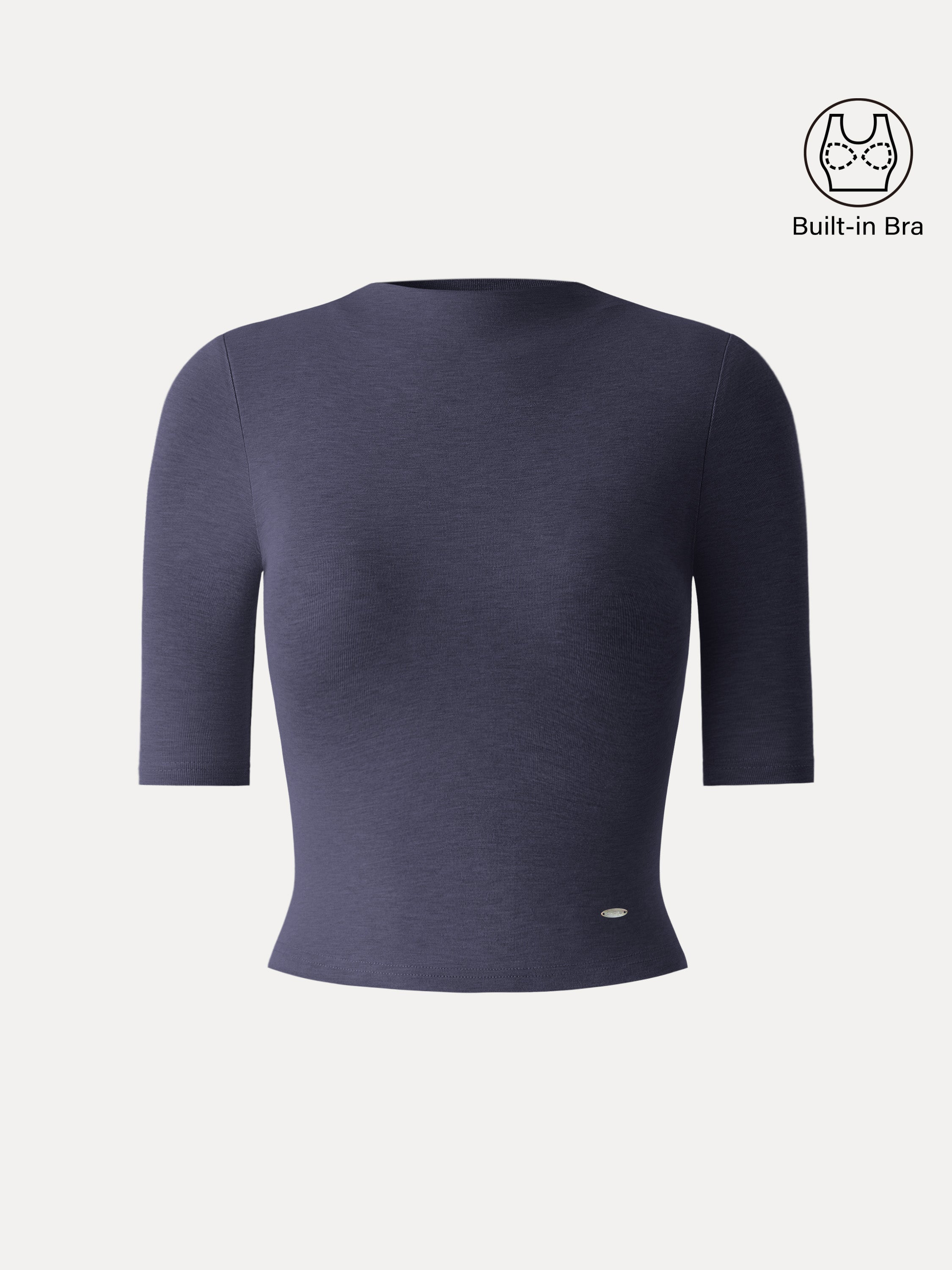 Modal Blend Mockneck Elbow Sleeve Cropped Brami