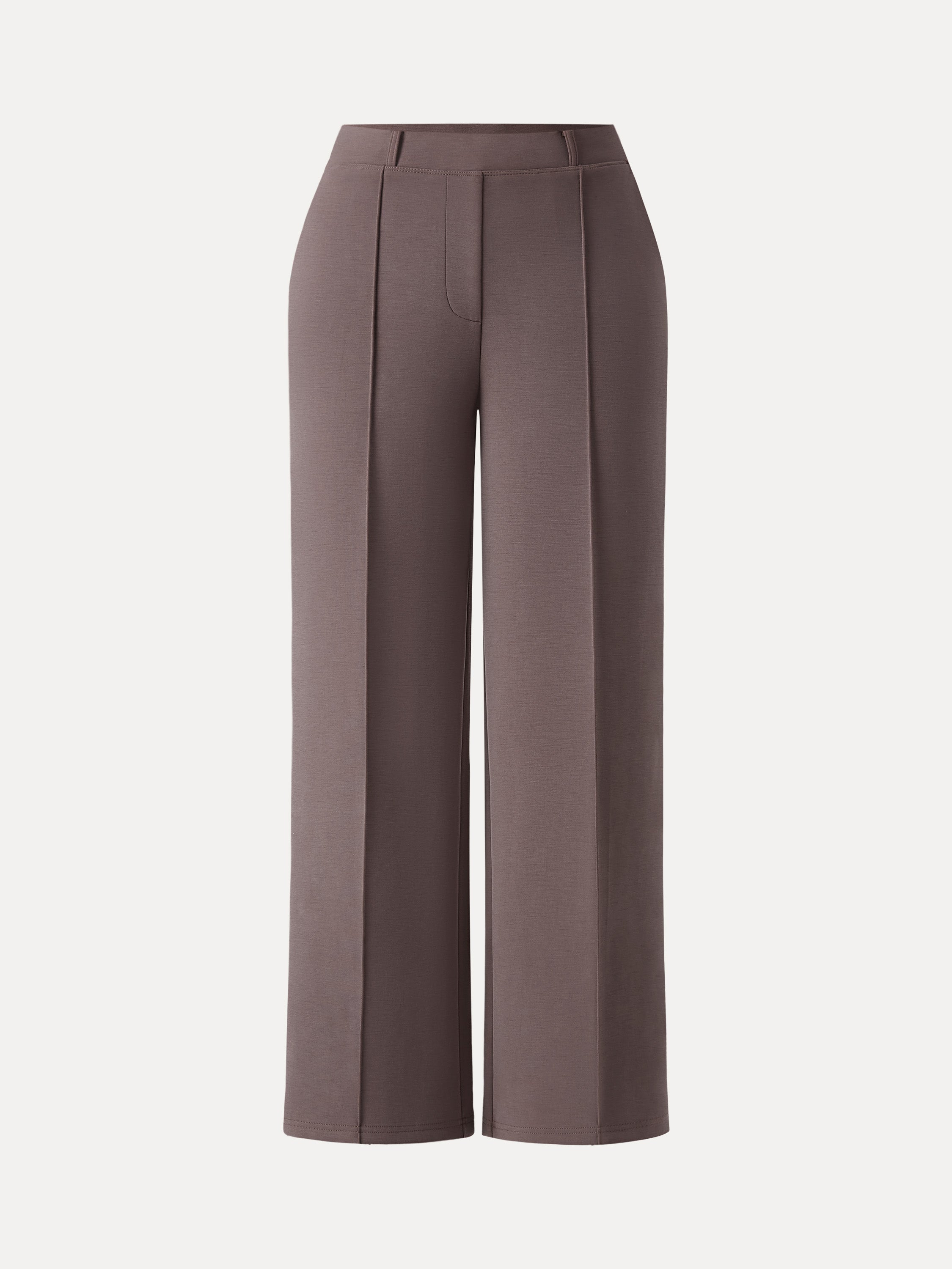 Wrinkle-Resistant Mid Rise Straight Leg Pants with Pockets
