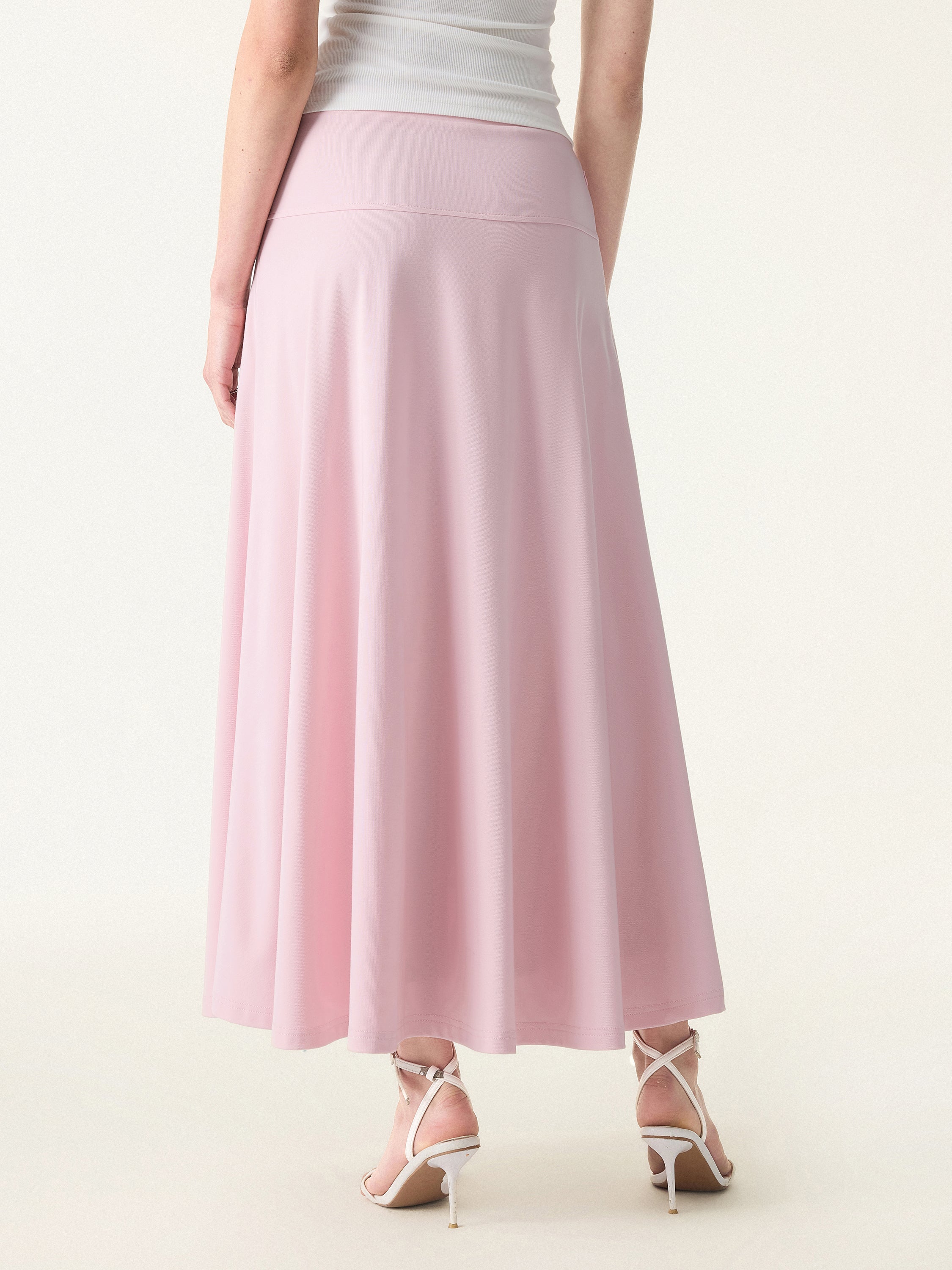 Mid Rise Flare Circle Midi Skirt with Pockets