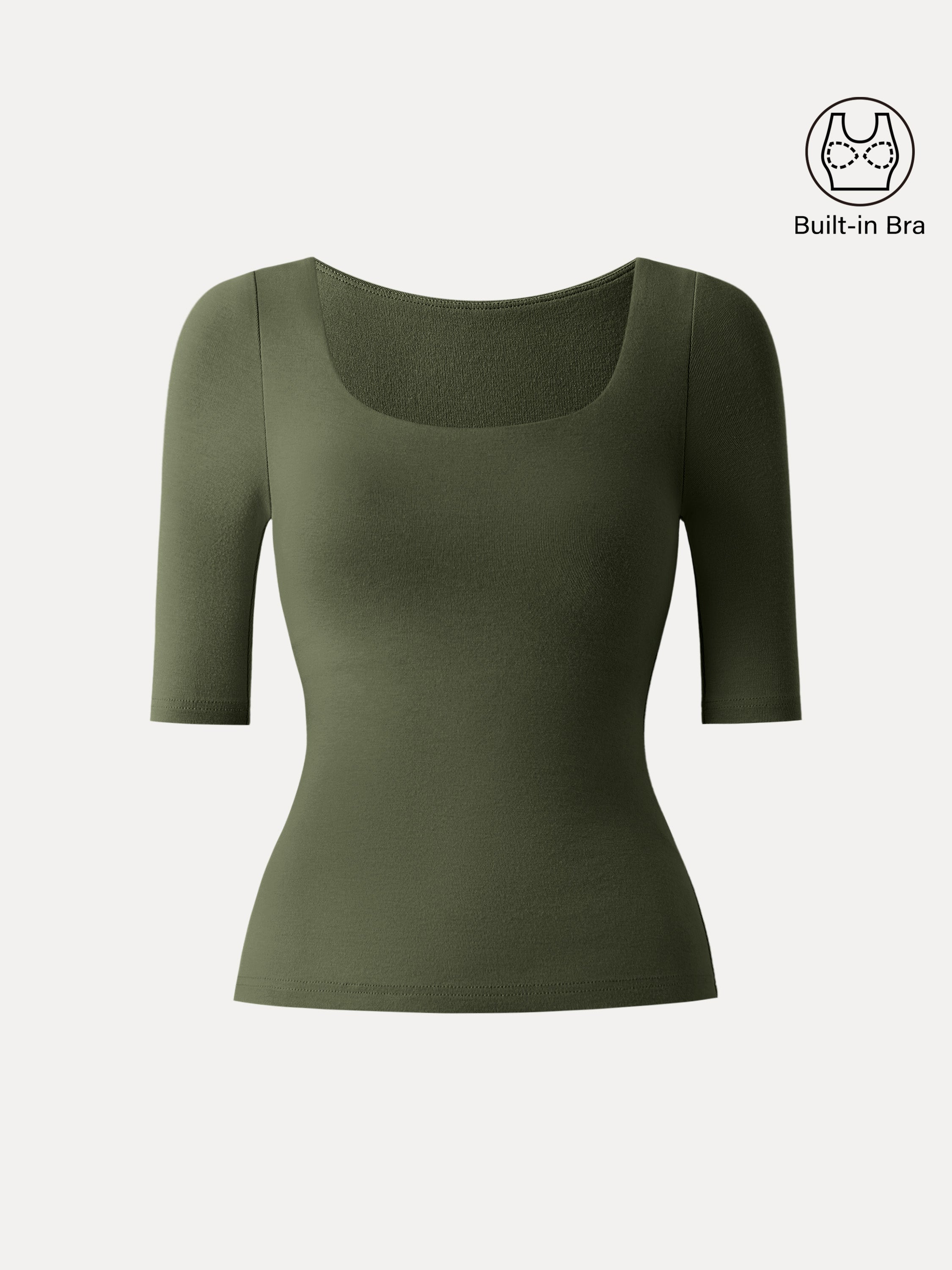 Essential Square Neck Elbow Length Sleeve Brami