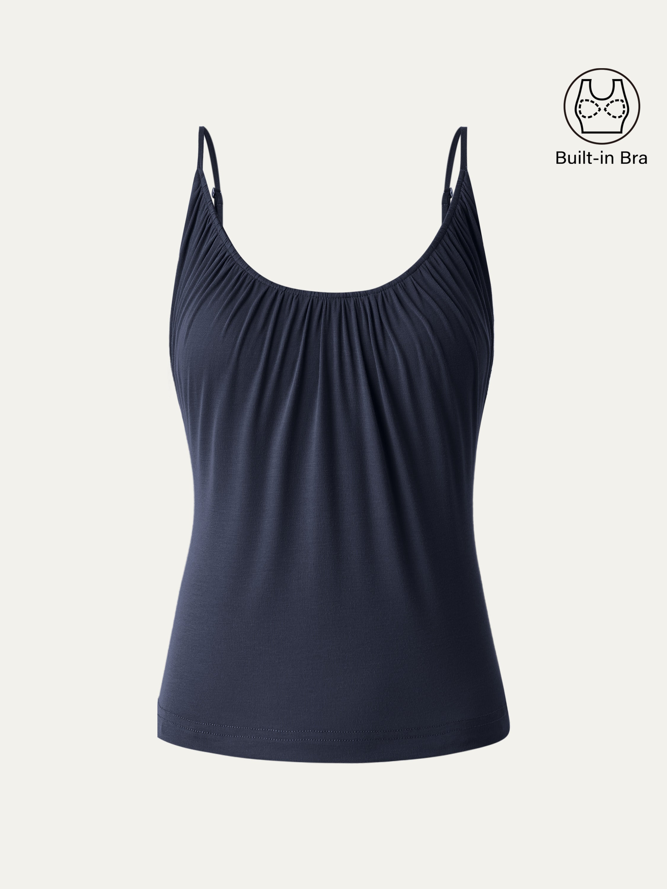 Scoop Neck Gathered Spaghetti Brami Top