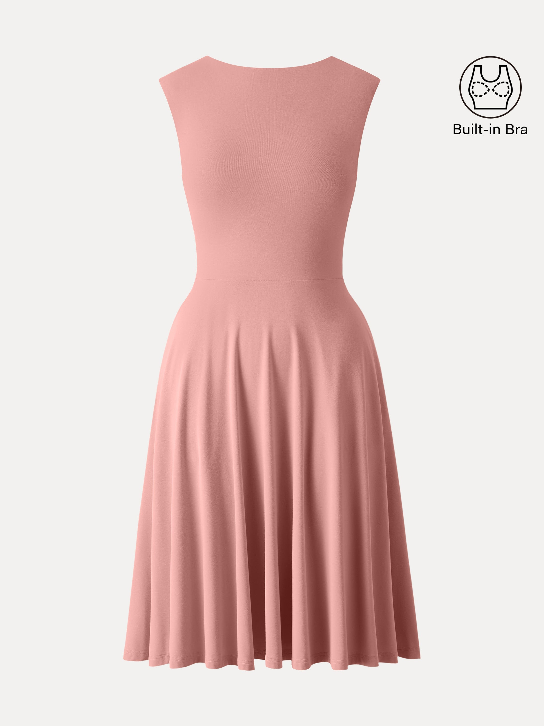 SkinKiss Boatneck Wide Shoulder Brami Dress with Pockets