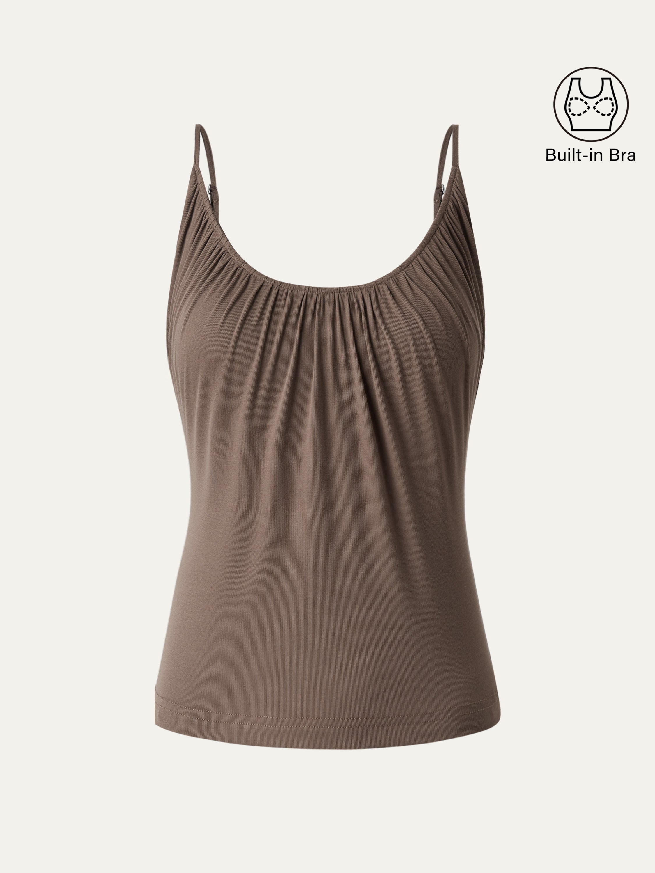 Scoop Neck Gathered Spaghetti Brami Top