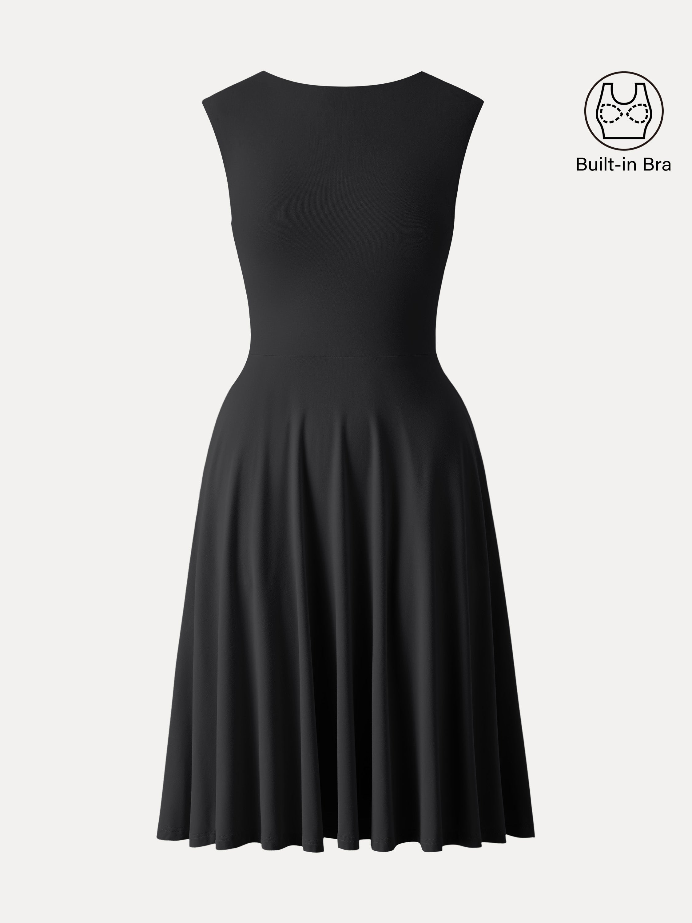 SkinKiss Boatneck Wide Shoulder Brami Dress with Pockets