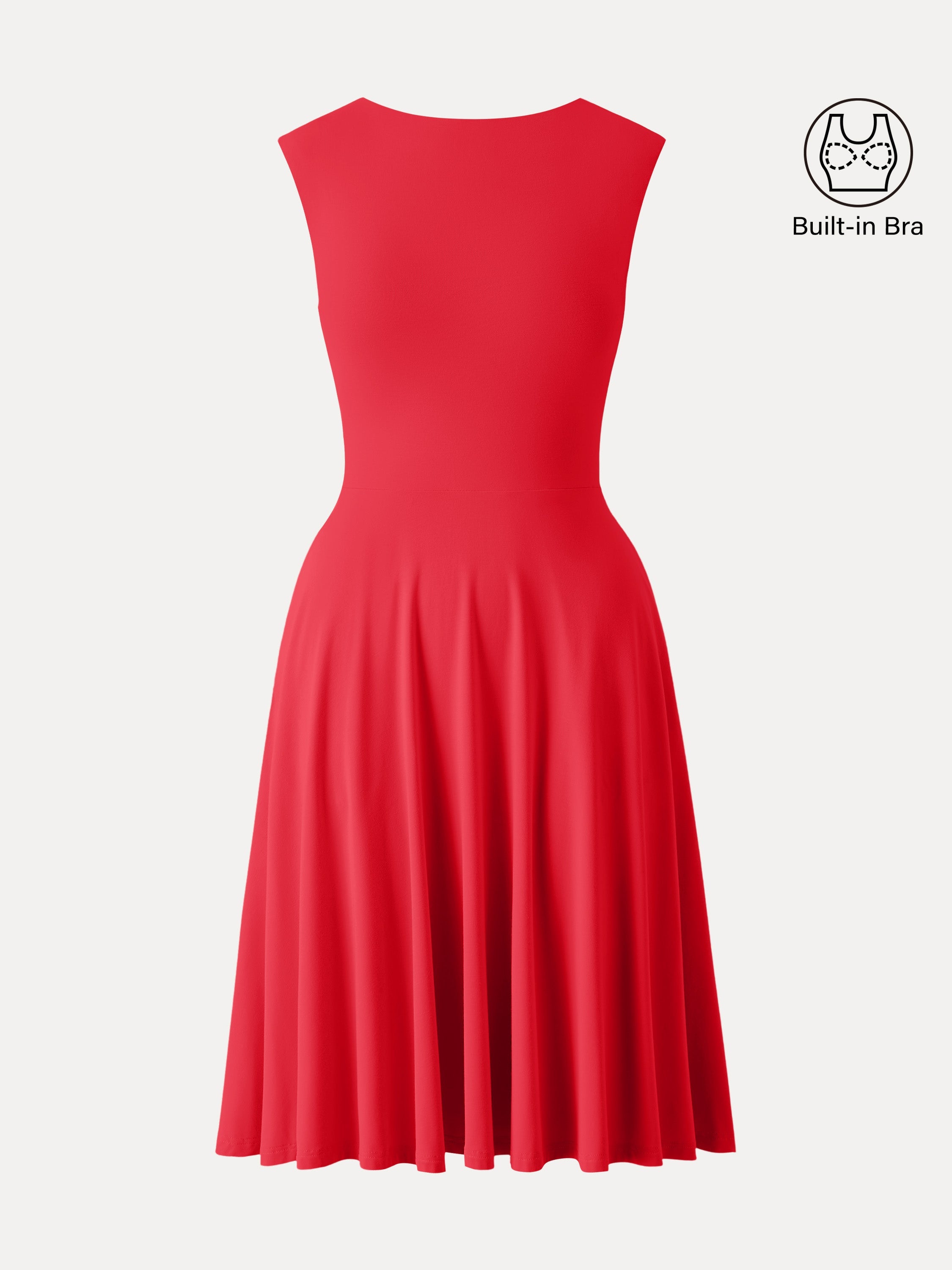SkinKiss Boatneck Wide Shoulder Brami Dress with Pockets