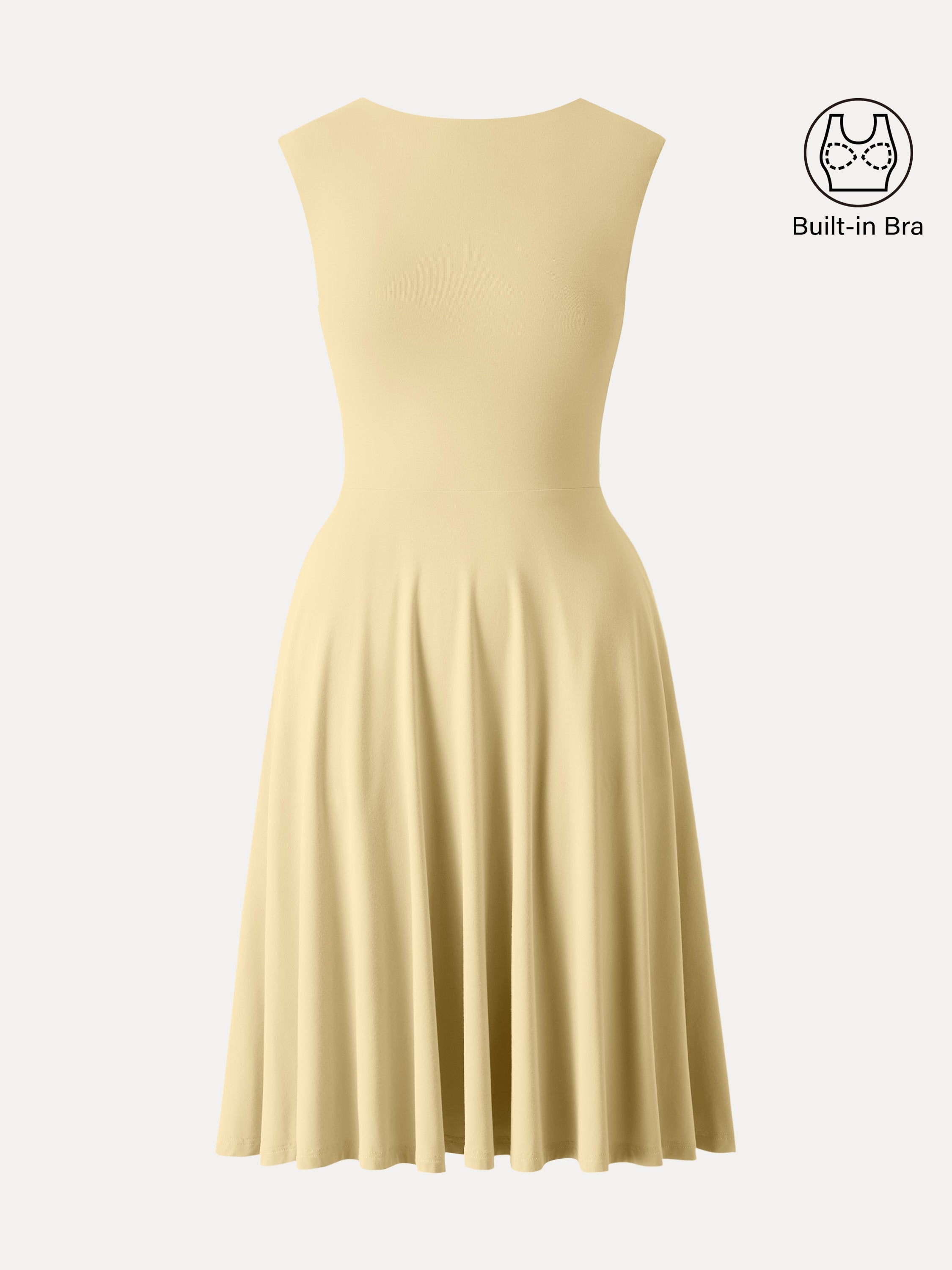 SkinKiss Boatneck Wide Shoulder Brami Dress with Pockets