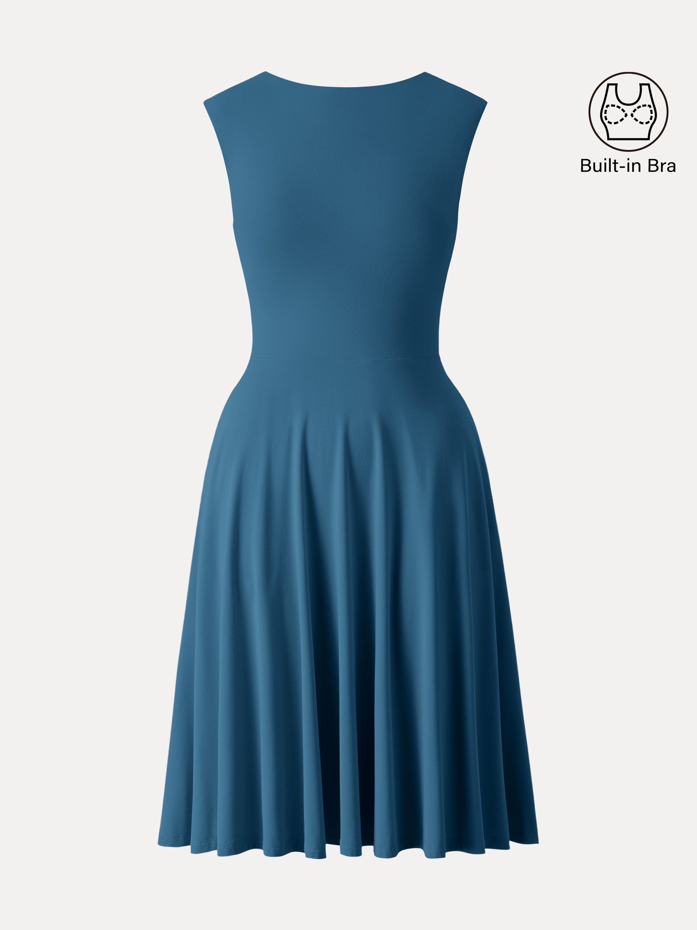 SkinKiss Boatneck Wide Shoulder Brami Dress with Pockets