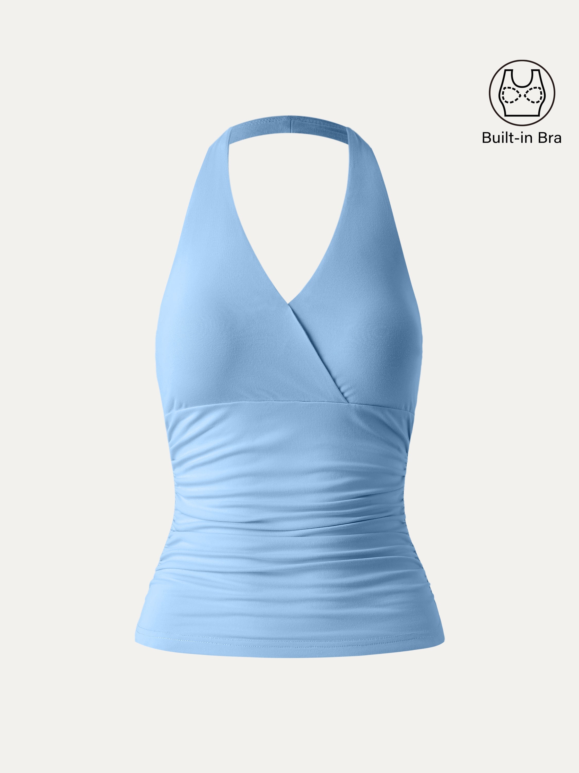 Halter Neck Side Gathered New Airy Brami Tank