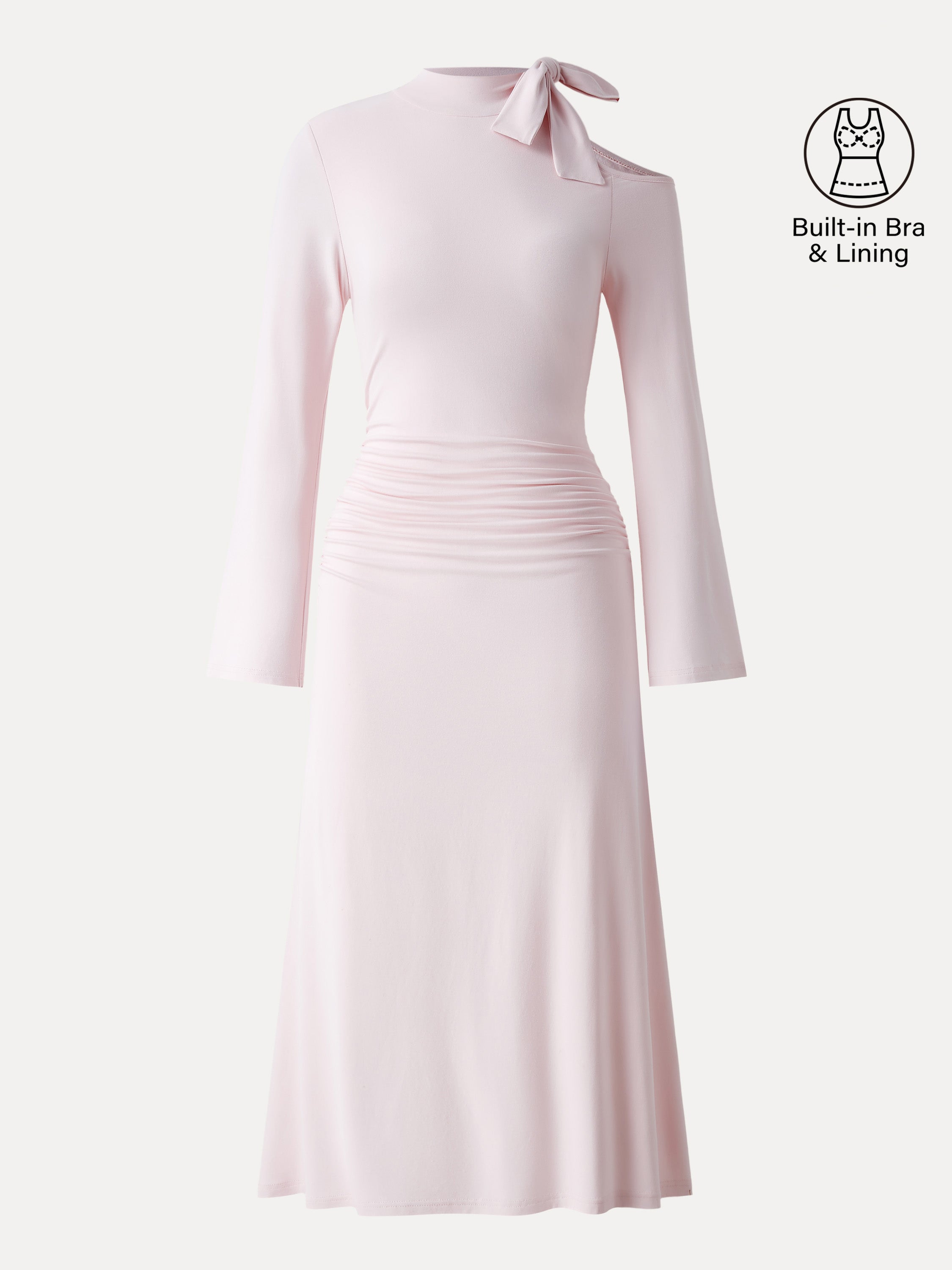 SkinKiss Mockneck Cutout Shoulder Ruched Brami Dress