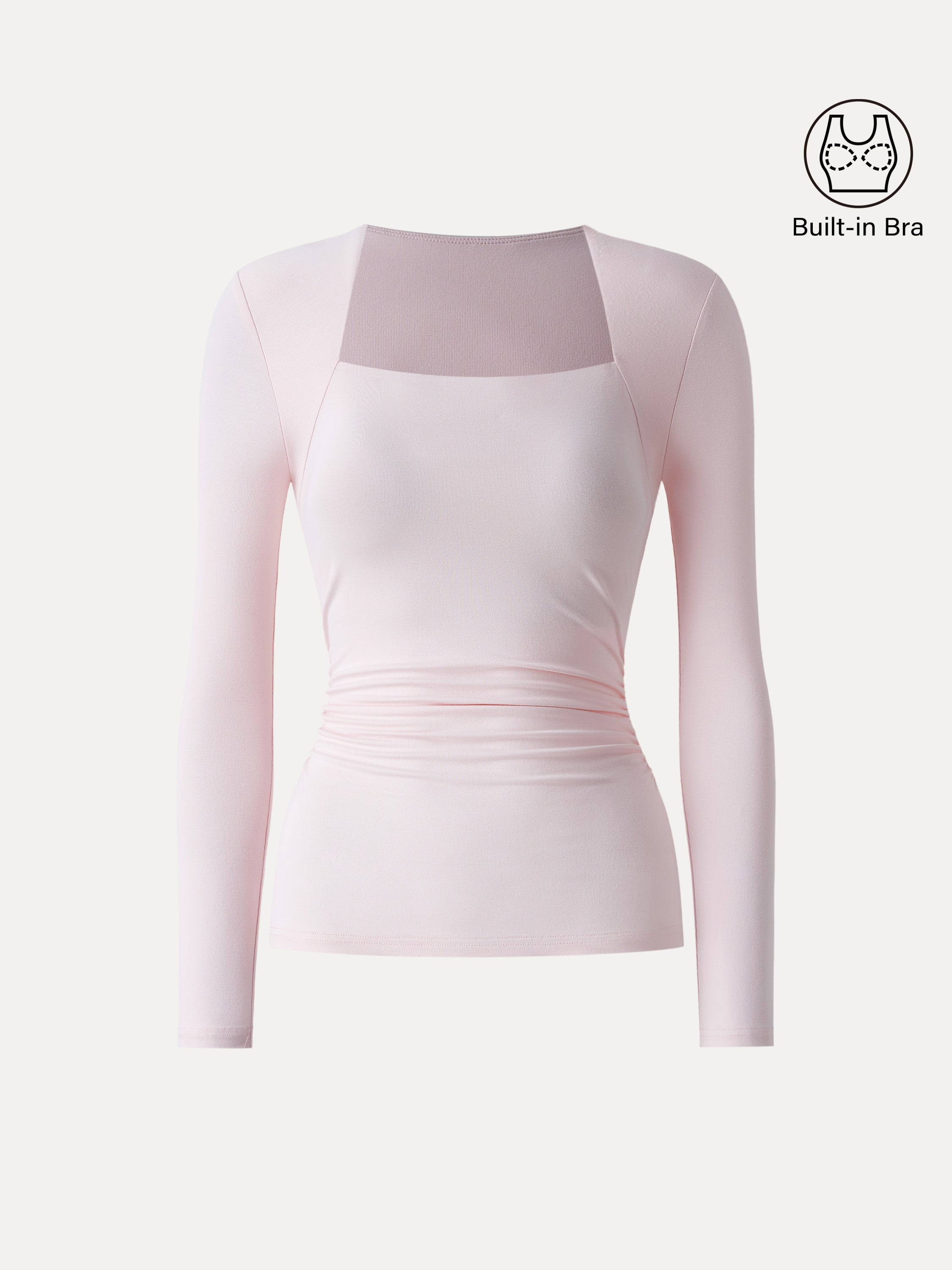 SkinKiss Trapeze Neck Ruched Long Sleeve Brami