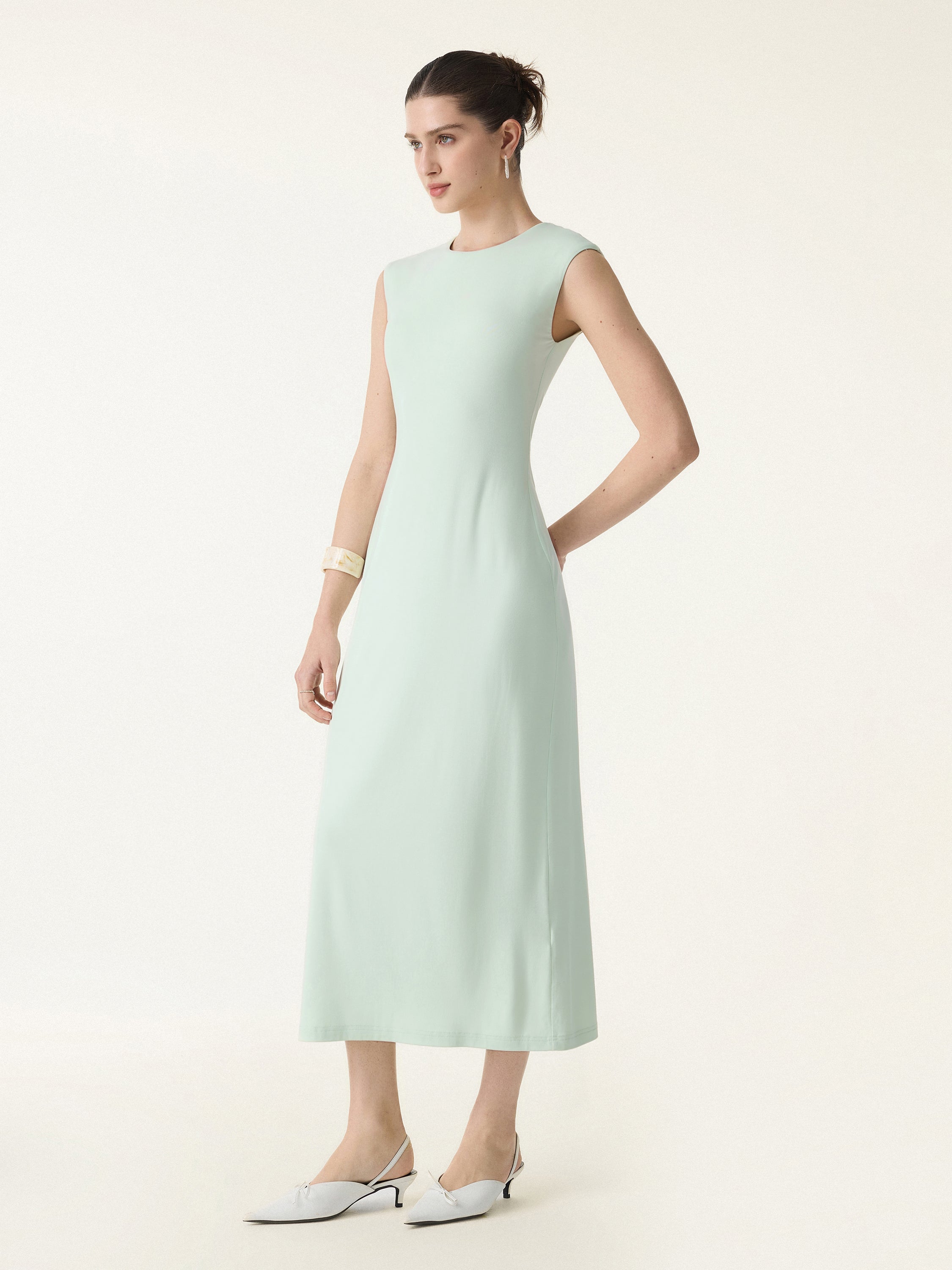 SkinKiss Flowy Wide Shoulder Midi Brami Dress