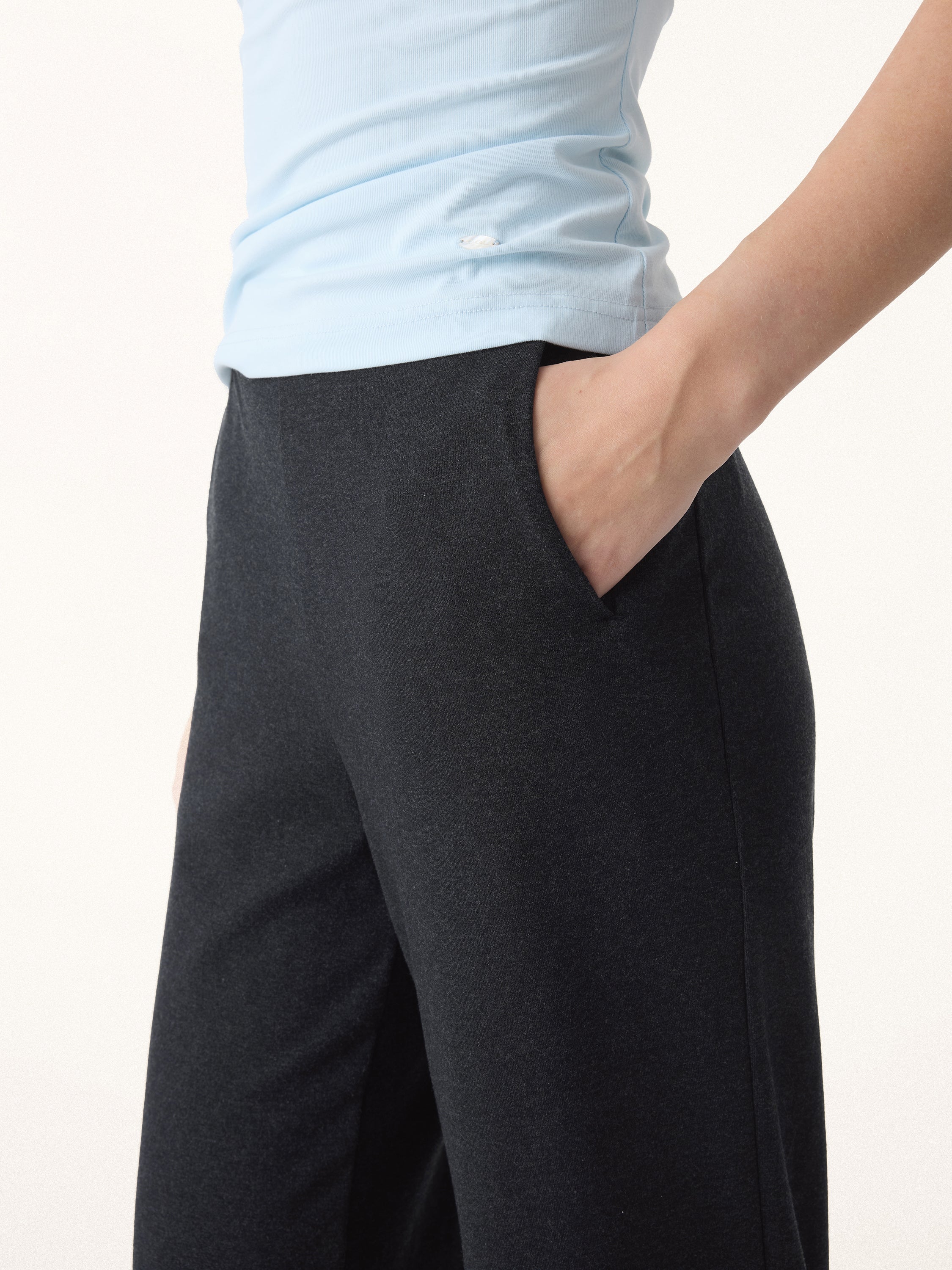 Lyocell Wool Stretch Mid Rise Straight Leg Pull-on Pants