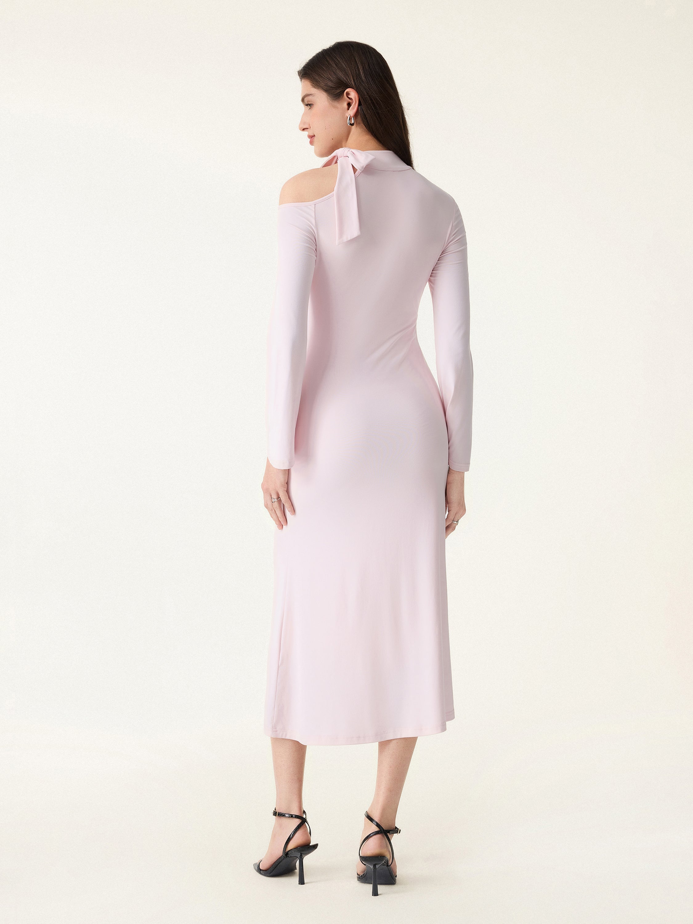 SkinKiss Mockneck Cutout Shoulder Ruched Brami Dress