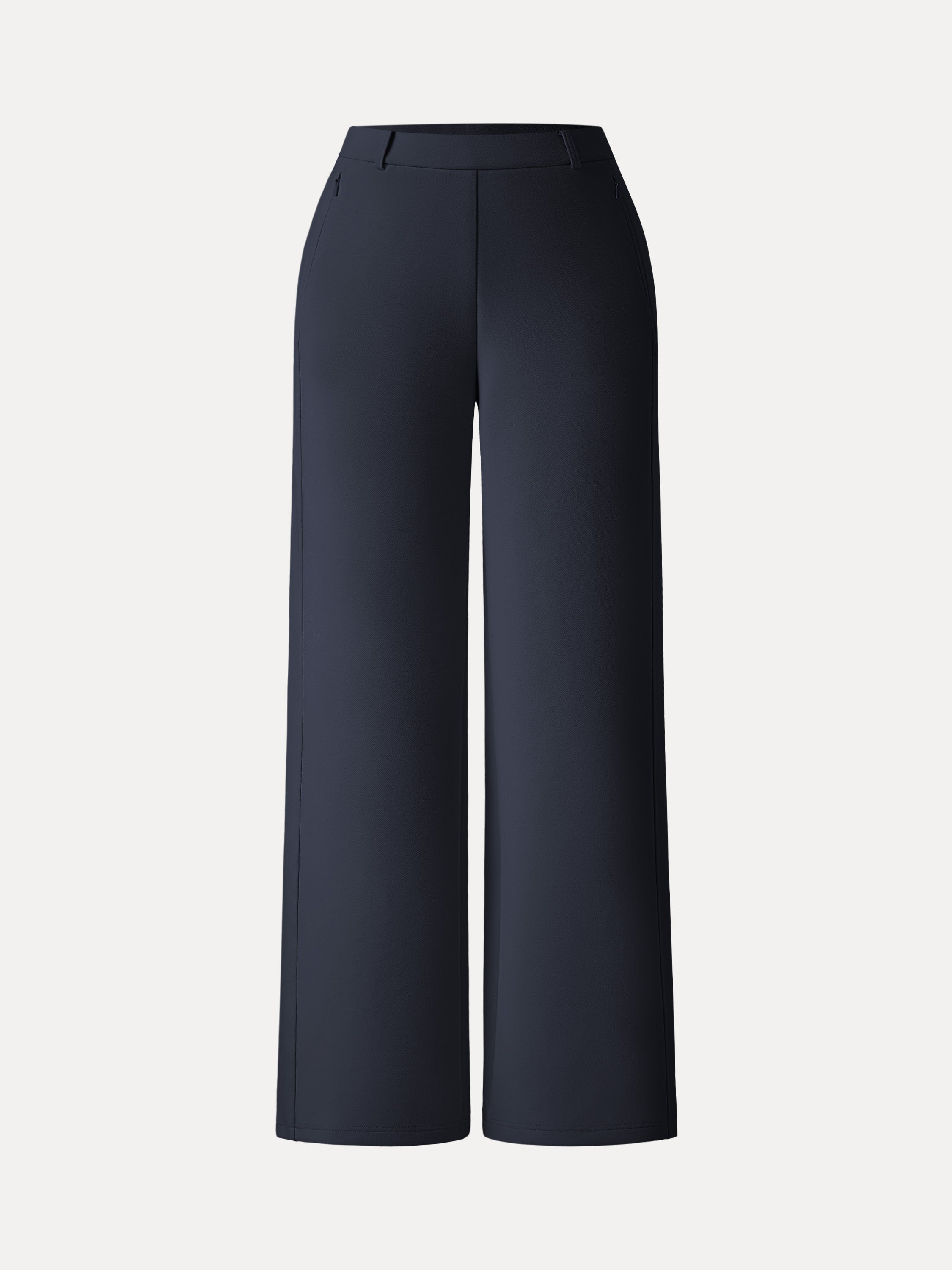 Stretch Cotton Blend Slimming High Rise Wide Leg Pants