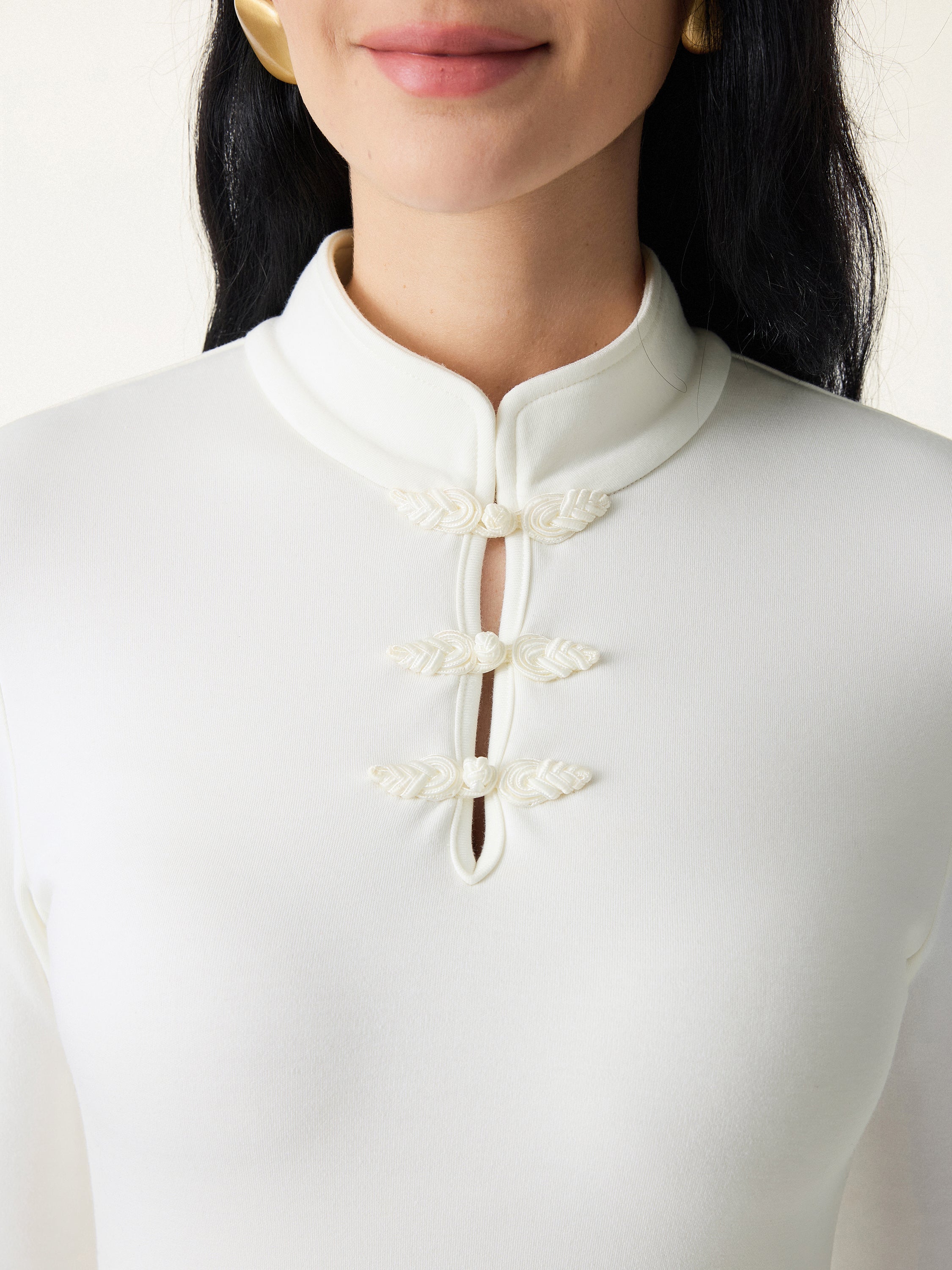 Mandarin Collar Frog Button Midi Brami Dress Limited Edition