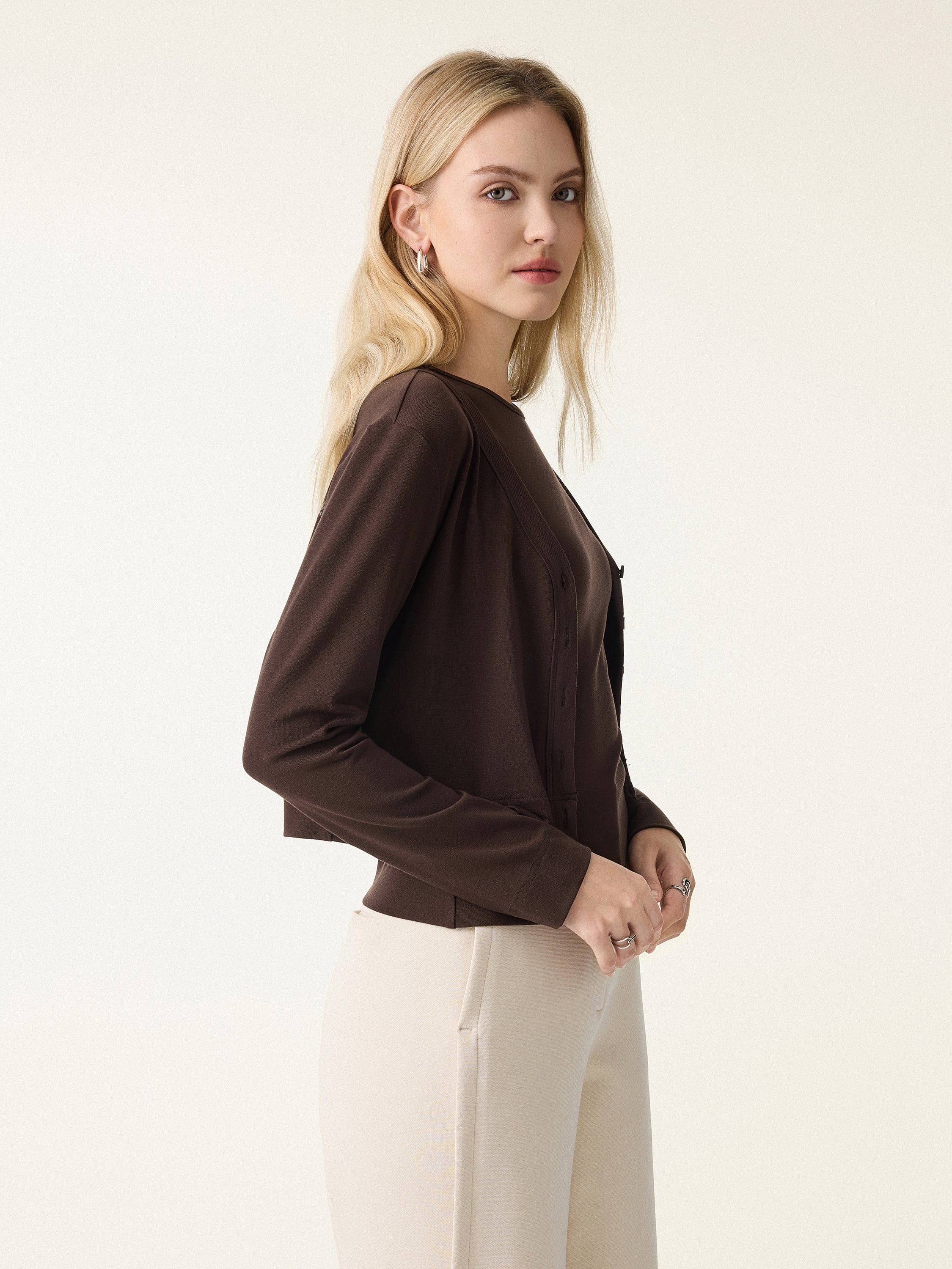 Non-Itch Lyocell Wool Relaxed Cardigan