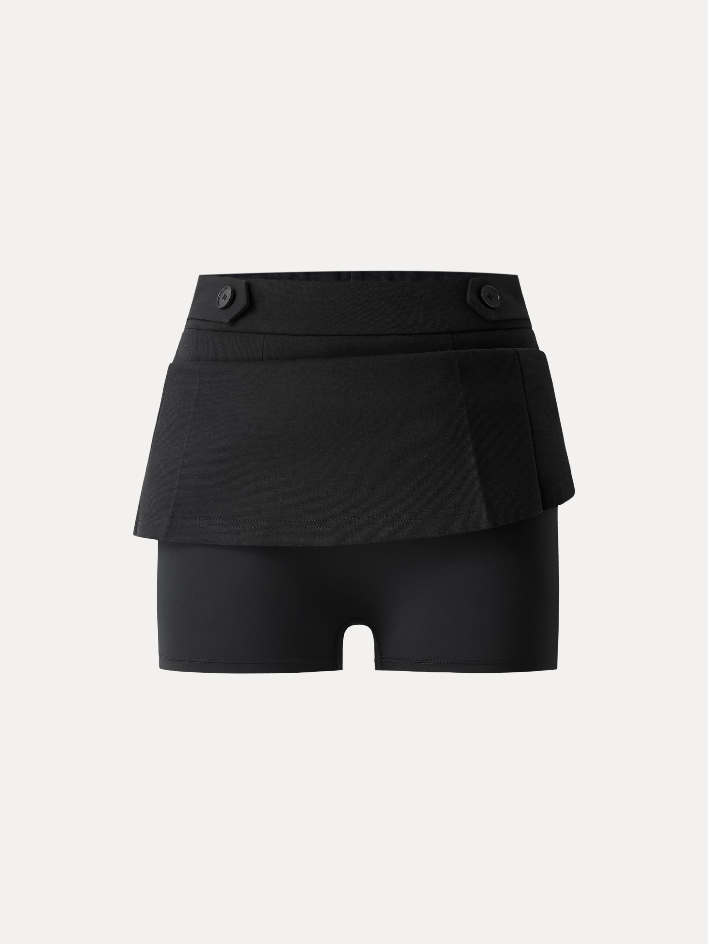 Stretch Cotton Blend Pleated Skort with Built-in Shorts