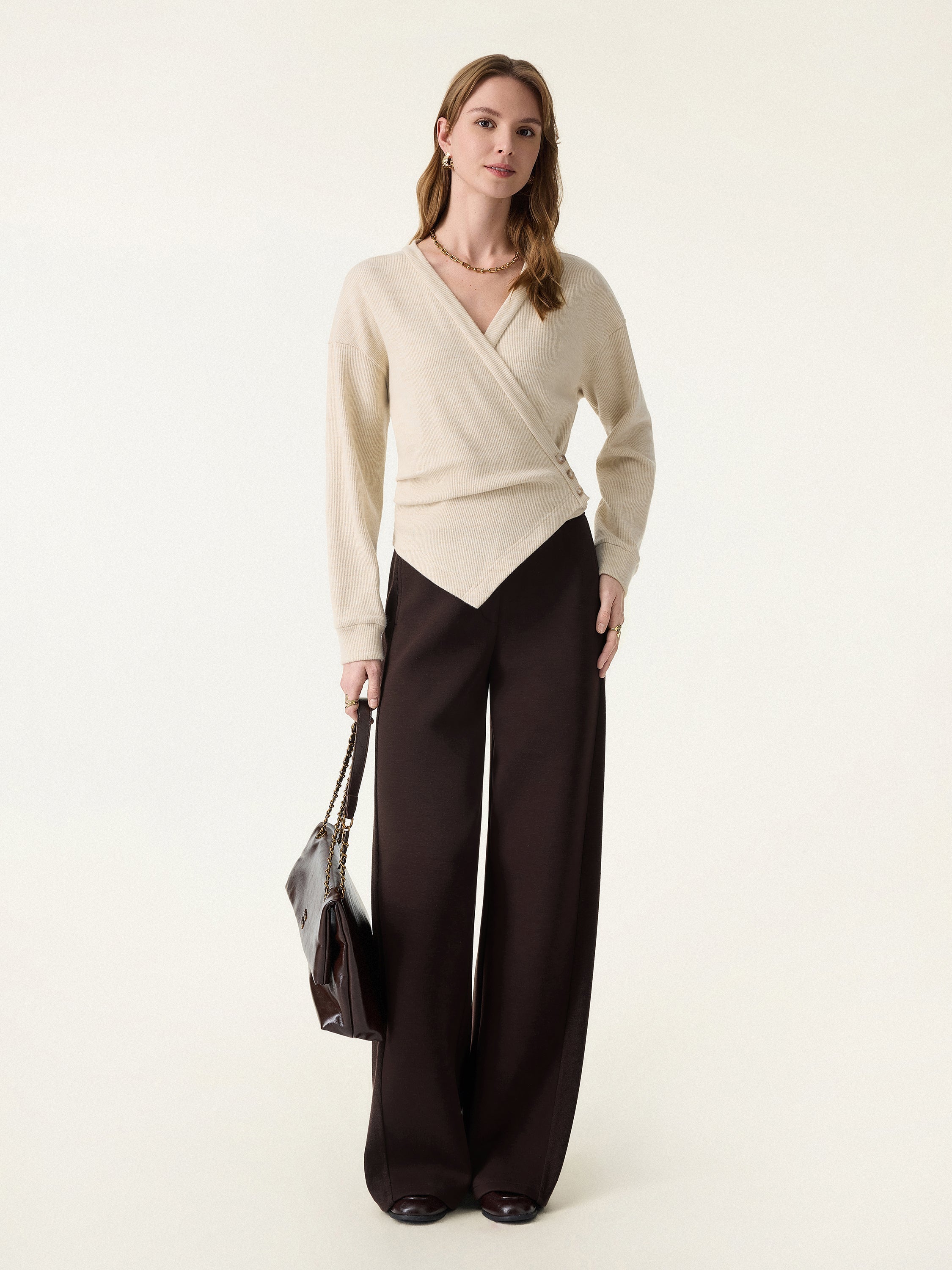 Cozy Knit Buttoned Wrap Cardigan