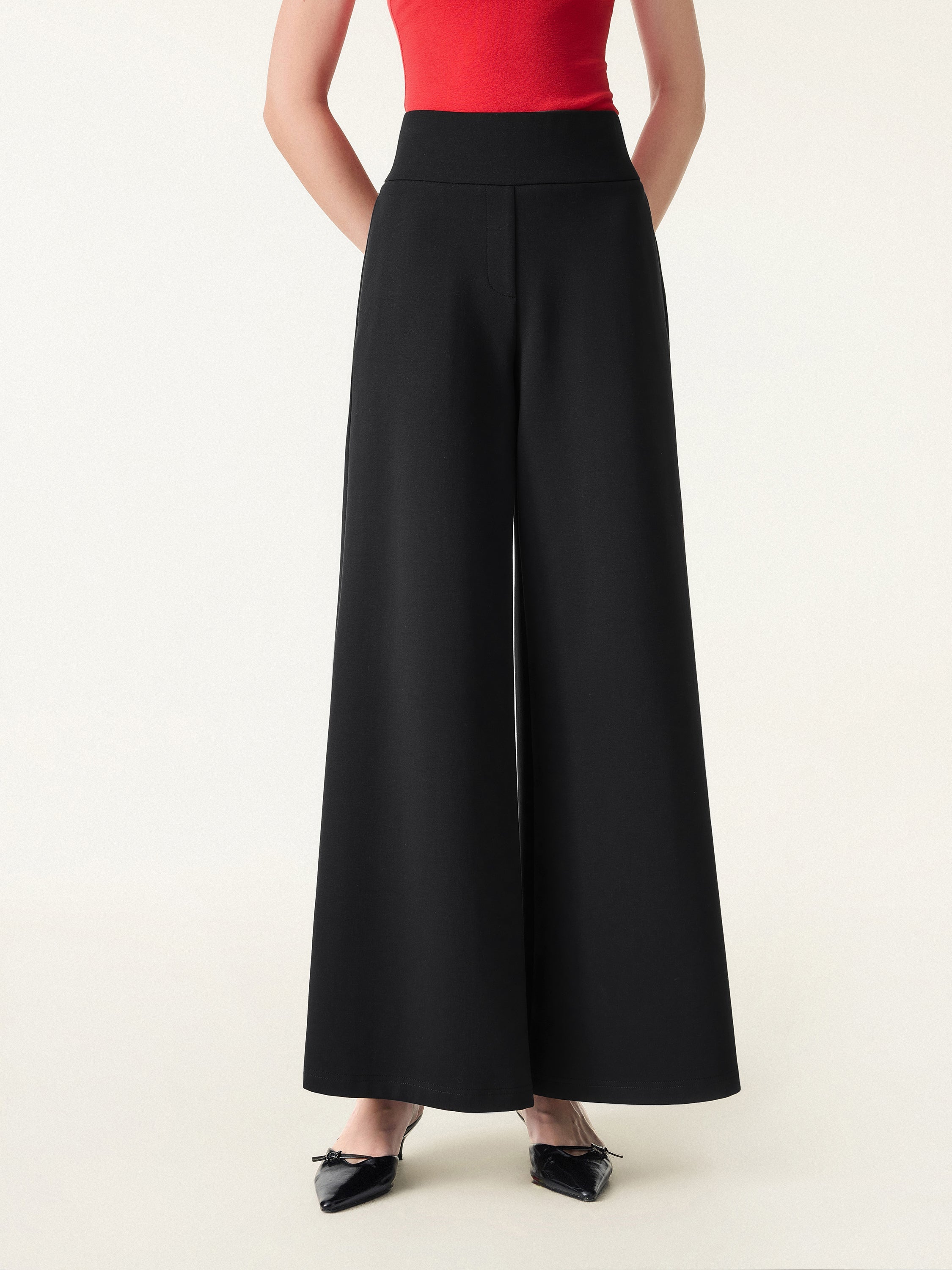 Cotton Blend High Rise Culottes with Pockets