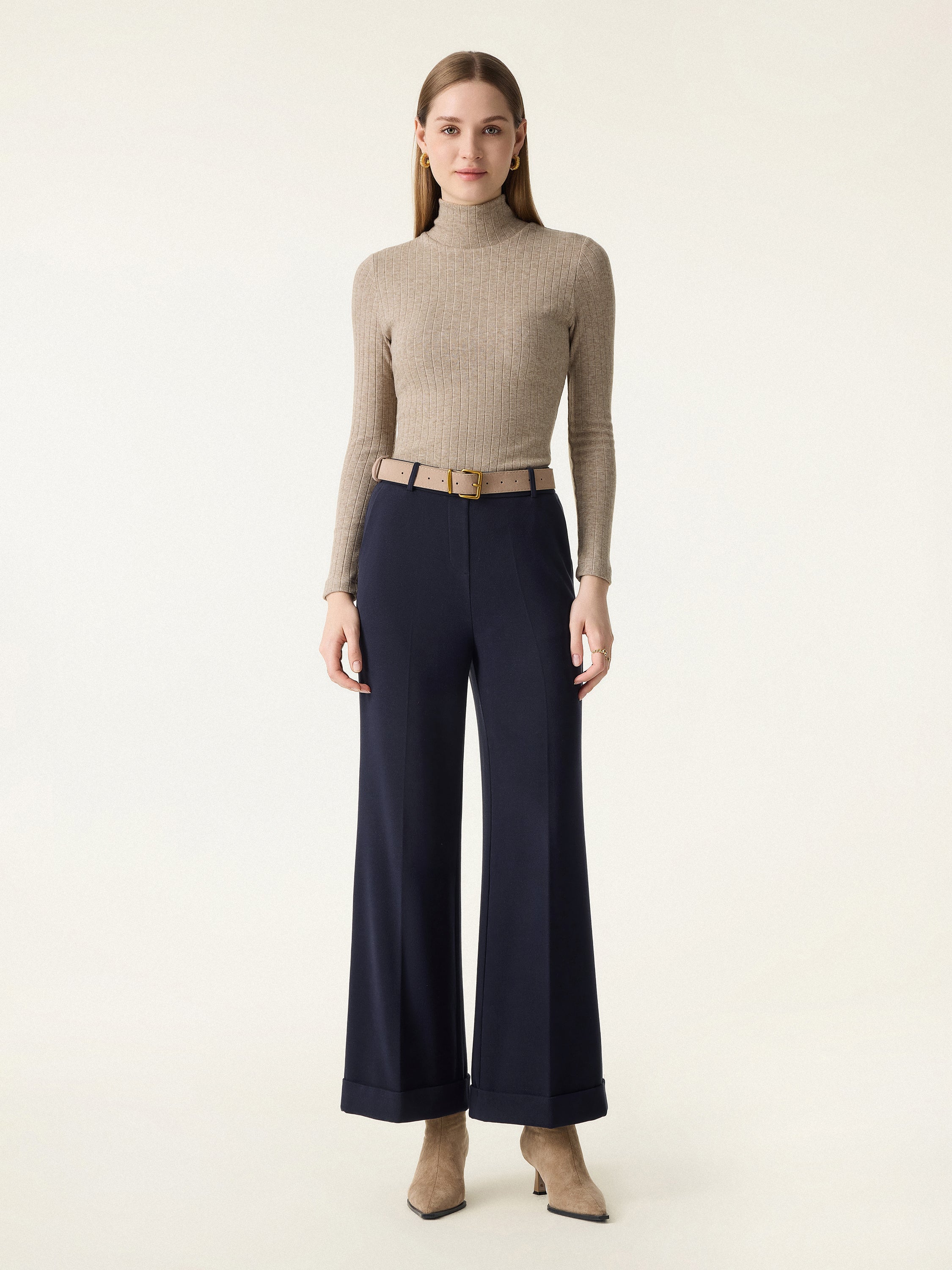Cozy Warm High Rise Kickout Pull-on Pants with Pockets