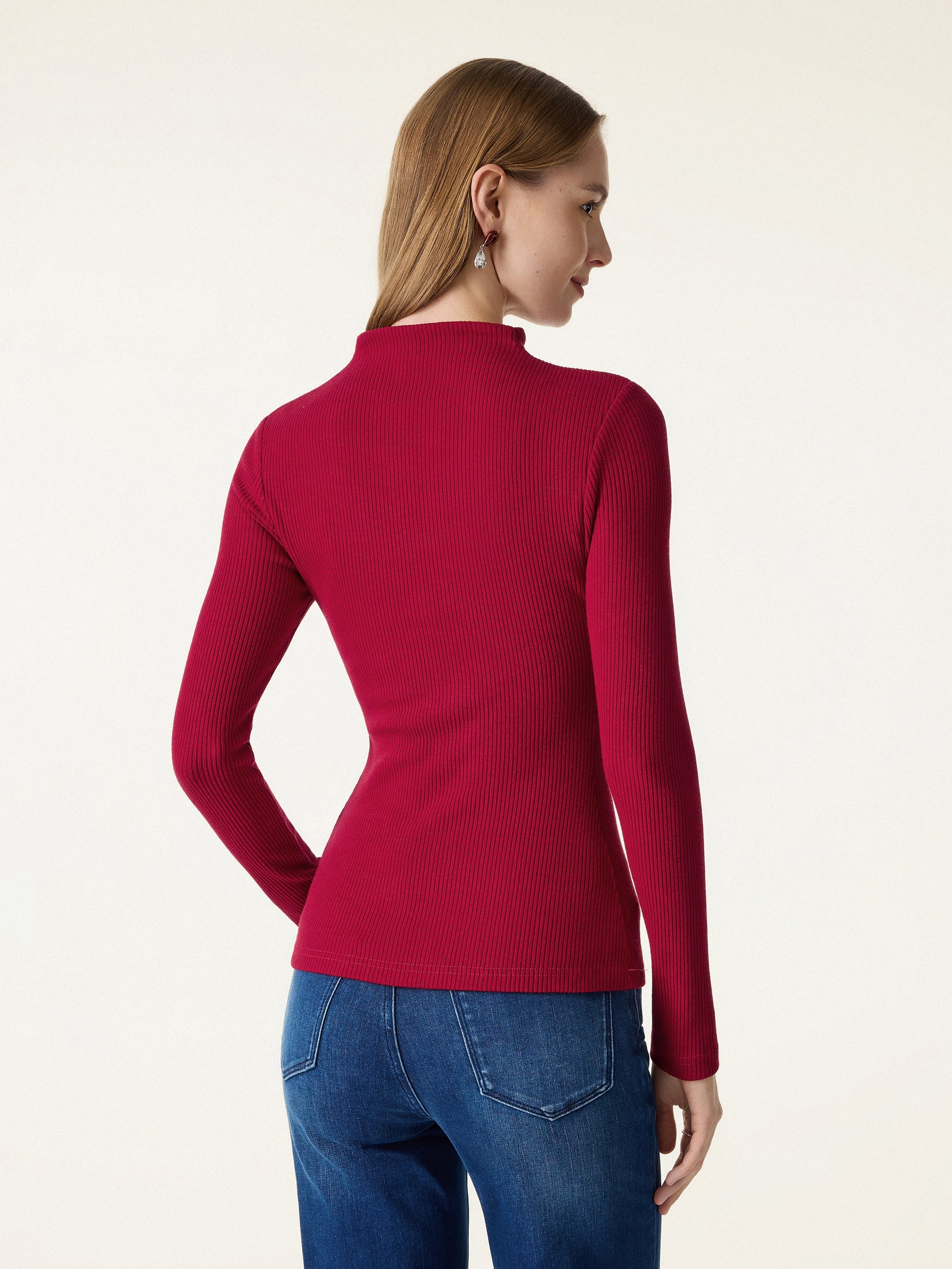 Ribbed Stand V-neck Frog Button Long Sleeve Brami Limited Edition