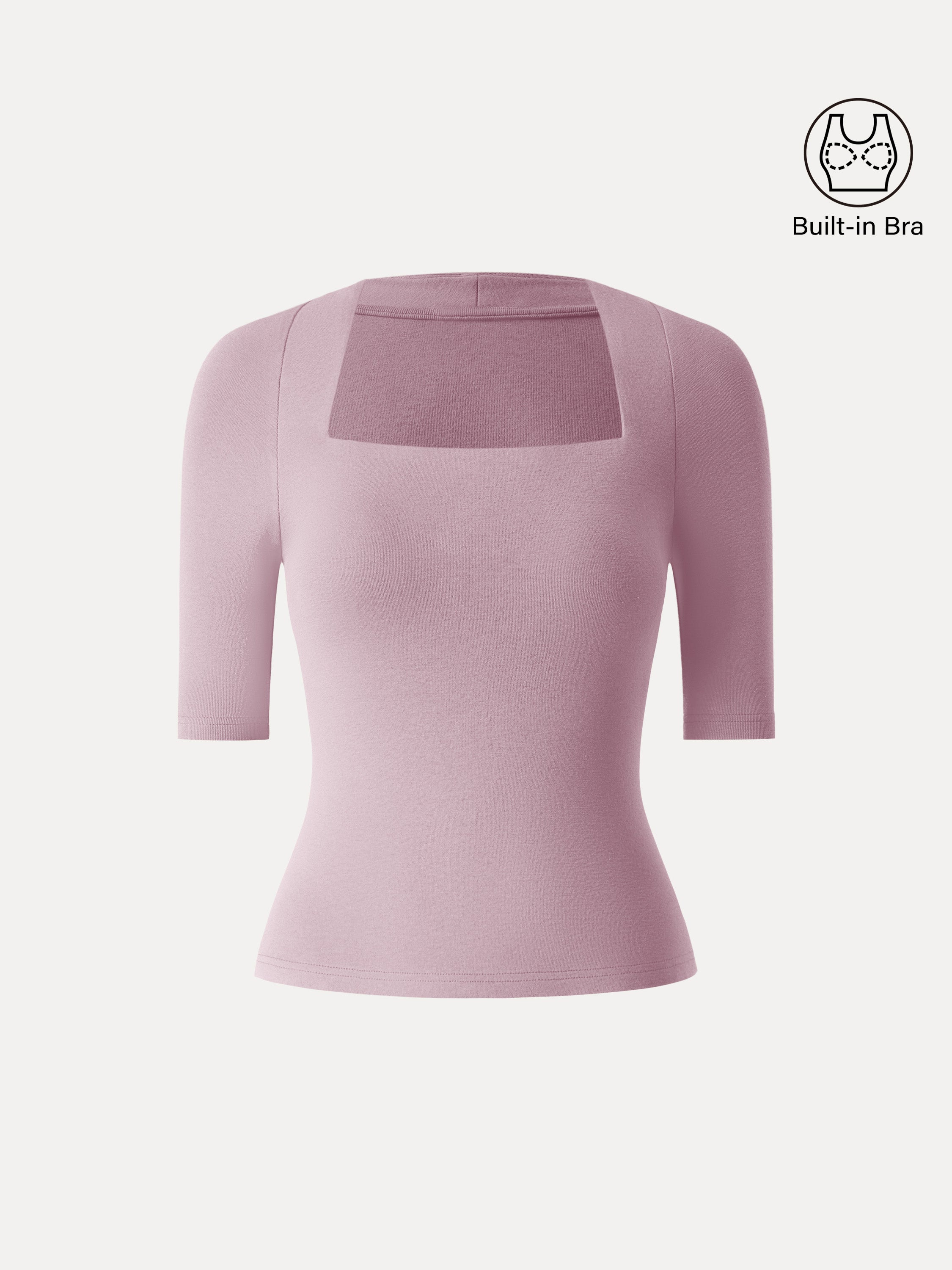 Cotton Lyocell Trapeze Neck Elbow Sleeve Brami