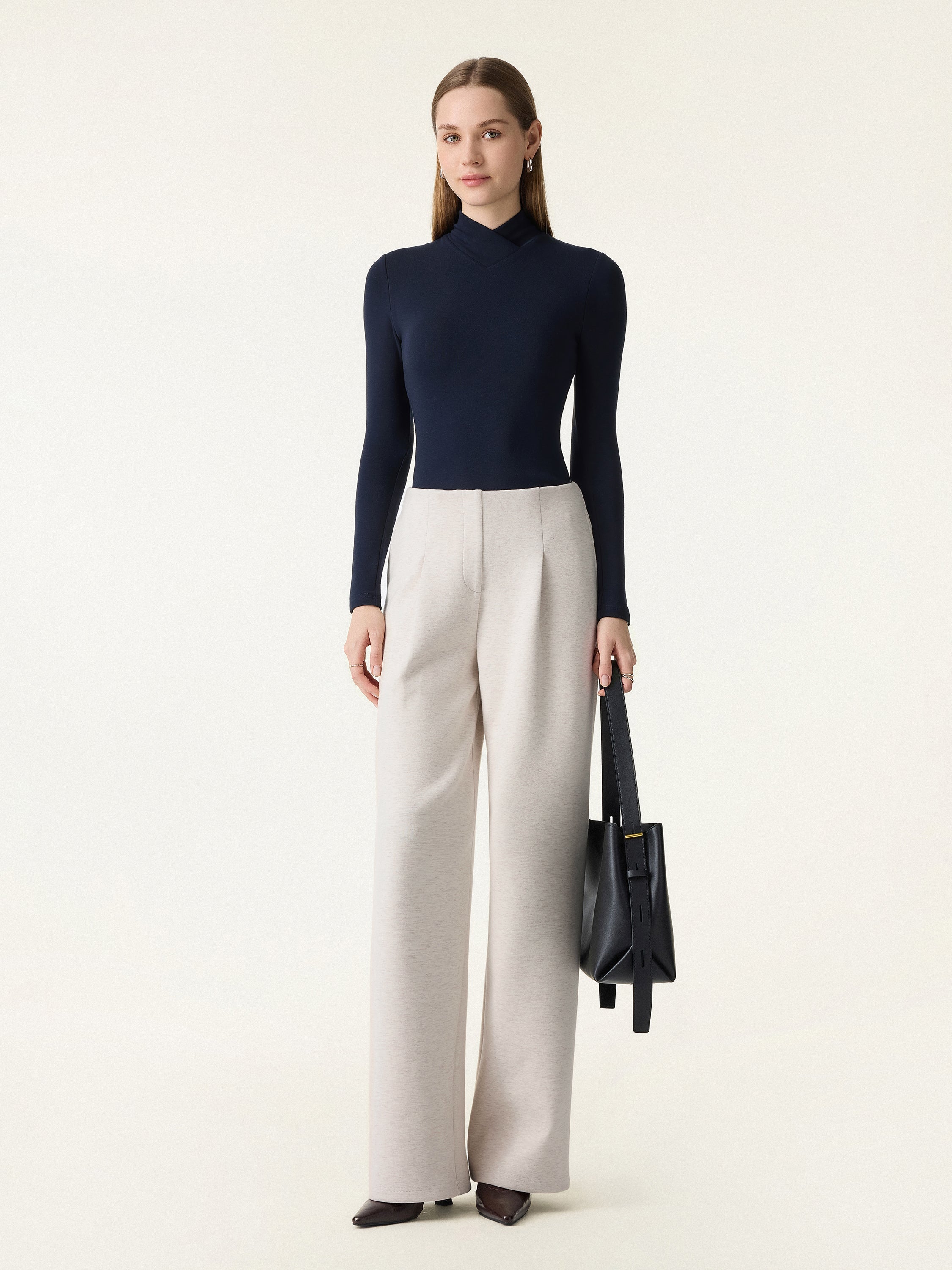 Tummy-Control Mid Rise Straight Leg Pull-on Pants