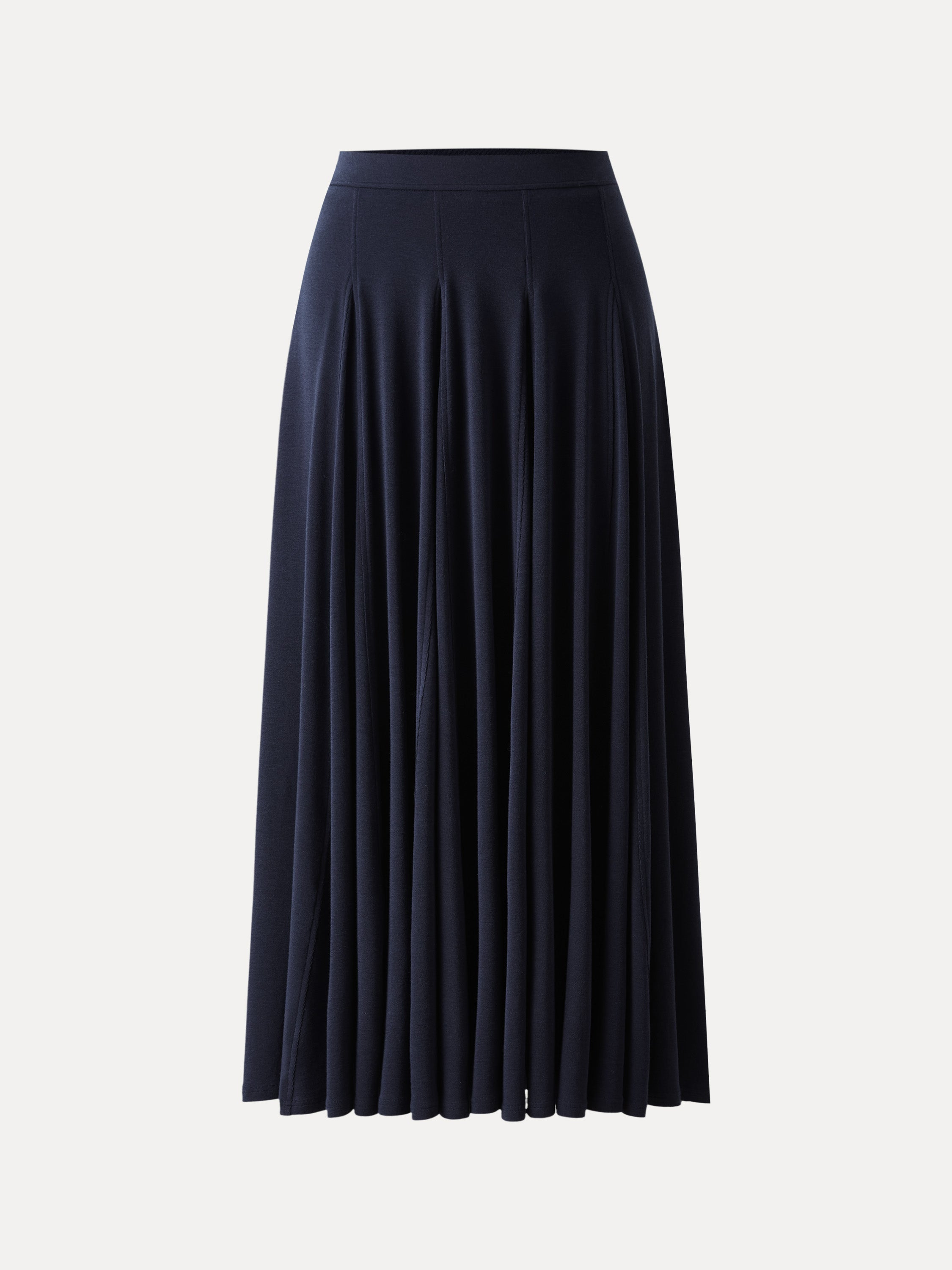 Lyocell Wool Godet Hem Pull-on Maxi Skirt