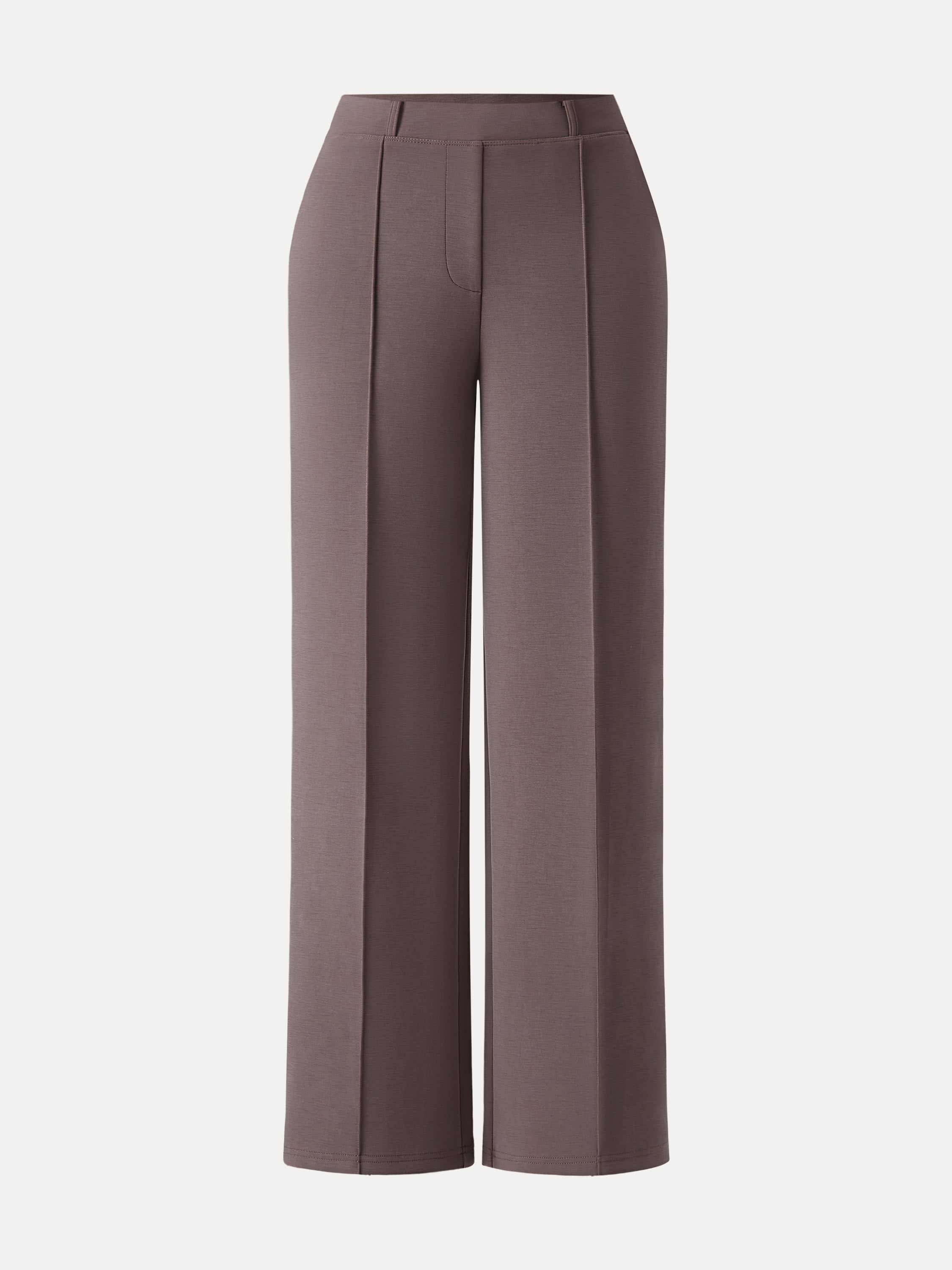 Wrinkle-Resistant Mid Rise Straight Leg Pants with Pockets