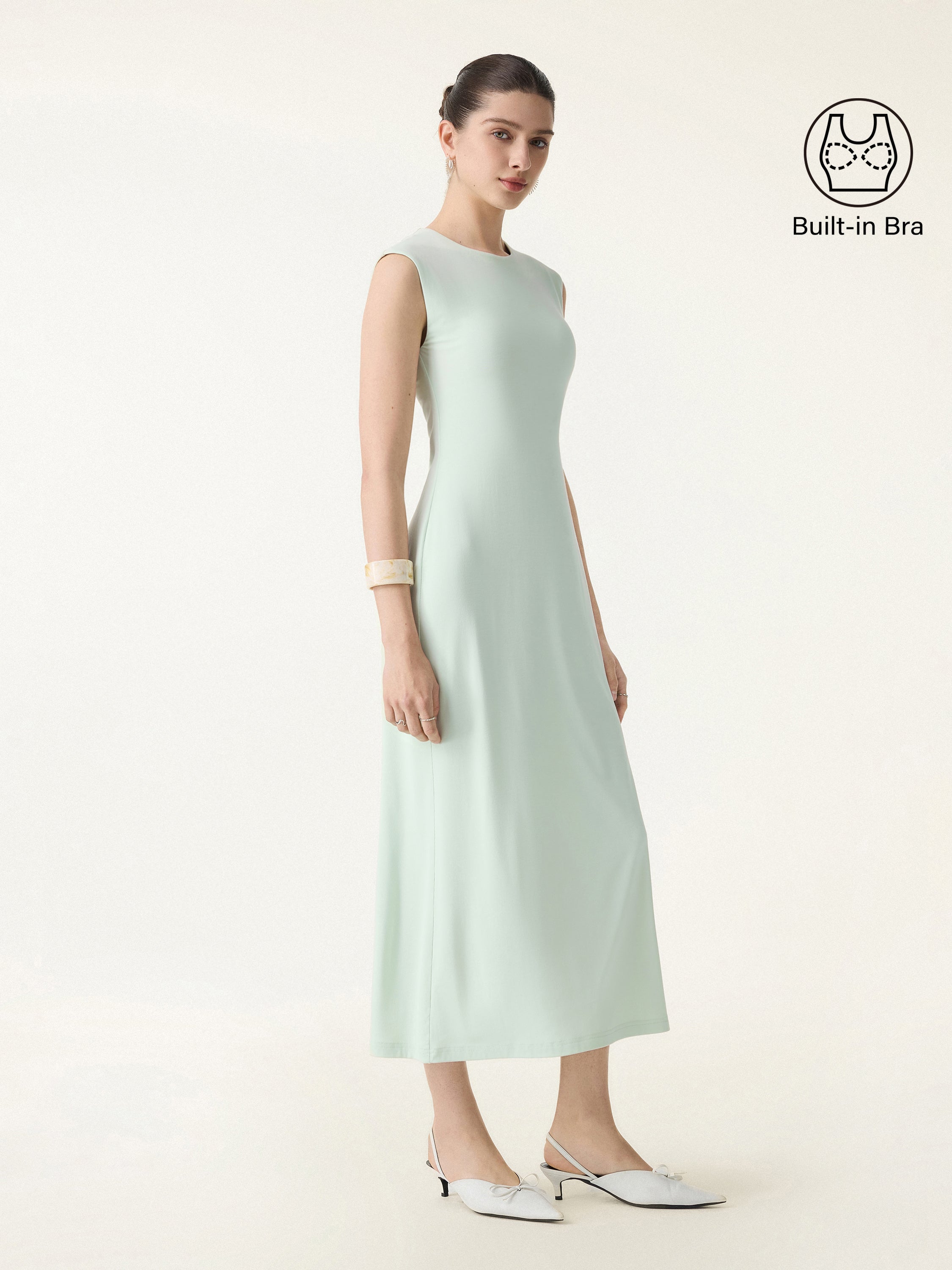 SkinKiss Flowy Wide Shoulder Midi Brami Dress