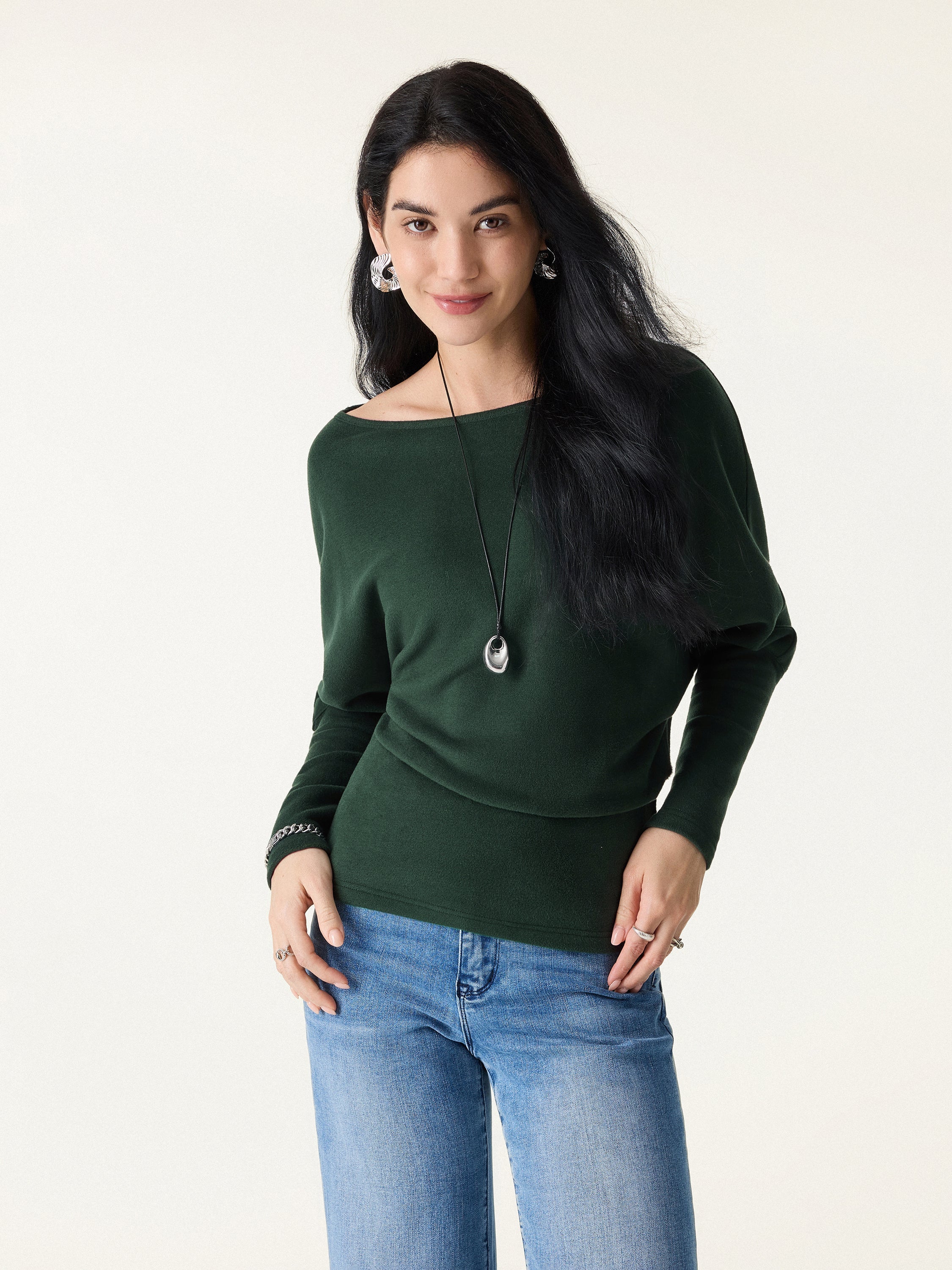 MaxWarm Boatneck Top with Asymmetrical Hem